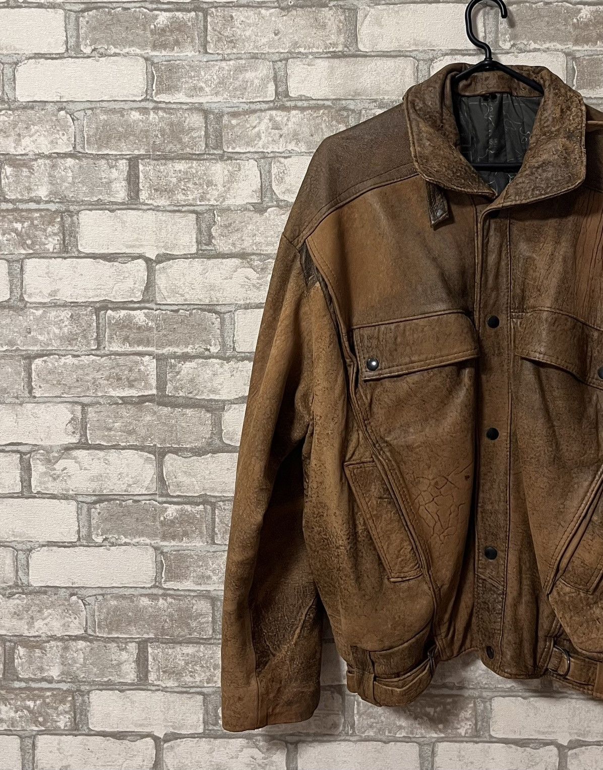Genuine Leather × Vintage 🔥Vintage 90s Avantgarde Genuine Leather Jacket Size US XL / EU 56 / 4 - 2 Thumbnail