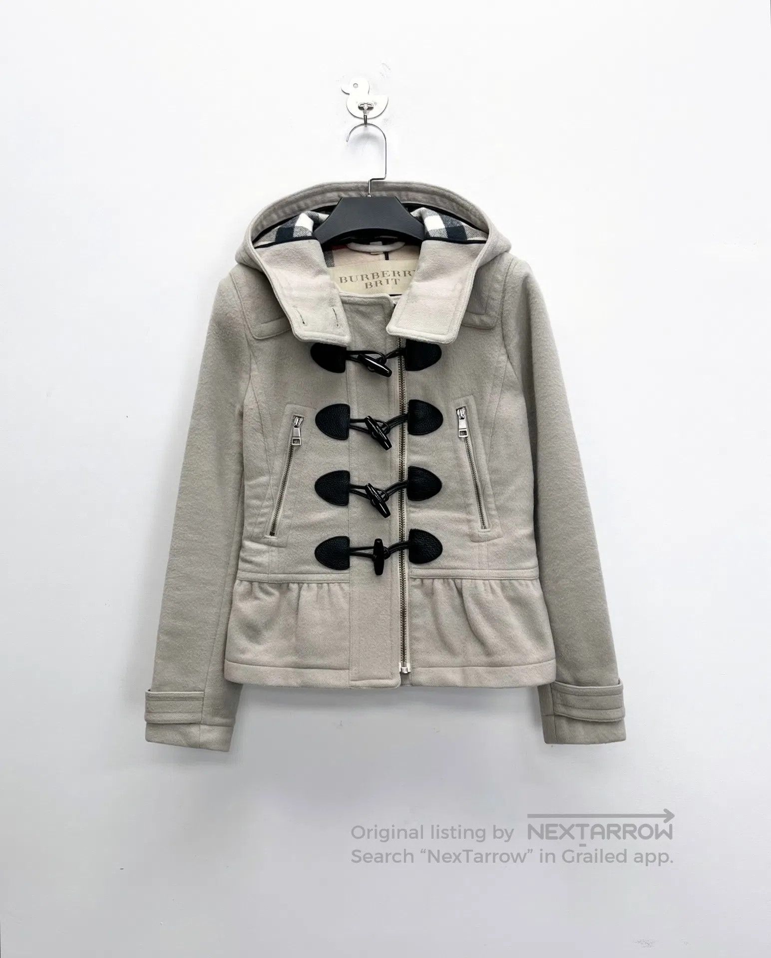 Burberry Burberry Beige Horn Button Zipper Pocket Plaid Lined Hoode Size XS / US 0-2 / IT 36-38 - 1 Thumbnail