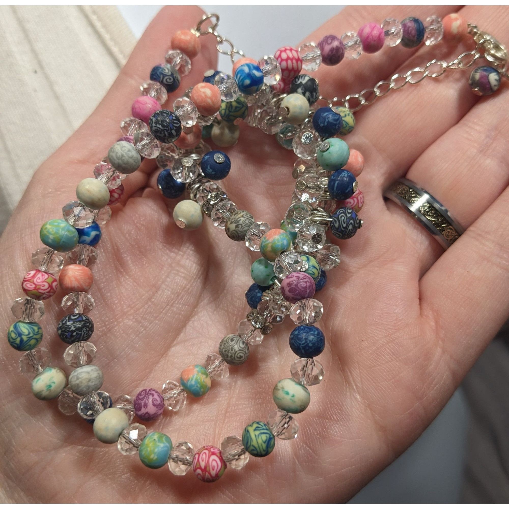 Other Viva Beads Clear Glass Rainbow Polymer Clay Beaded Necklace Size ONE SIZE - 3 Thumbnail