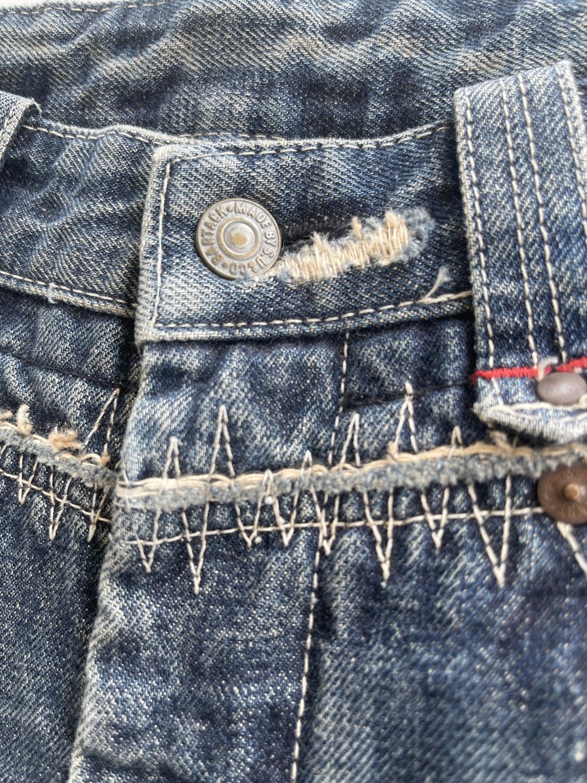 Japanese Brand Vintage Bartack Distressed Bushpants Japan Denim Size US 30 / EU 46 - 7 Thumbnail
