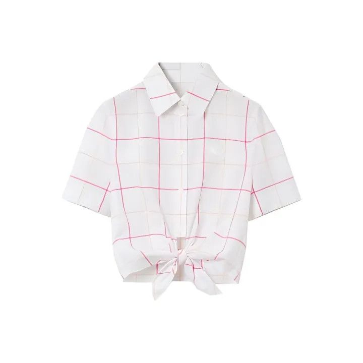 Burberry Burberry SS23 White Checkered Short Sleeve Shirt 0079 Size S / US 4 / IT 40 - 1 Thumbnail