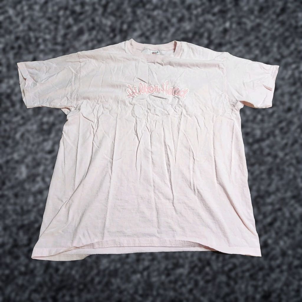 Anvil VINTAGE Anvil 90s T-Shirt 2XL Pink Embroidered Hilton Head Island Souvenir Distressed Mens Size US XXL / EU 58 / 5 - 1 Thumbnail