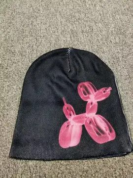 Other Pink Balloon Dog Toy Graphic No Cuff Beanie Hat Black Size ONE SIZE - 1 Thumbnail