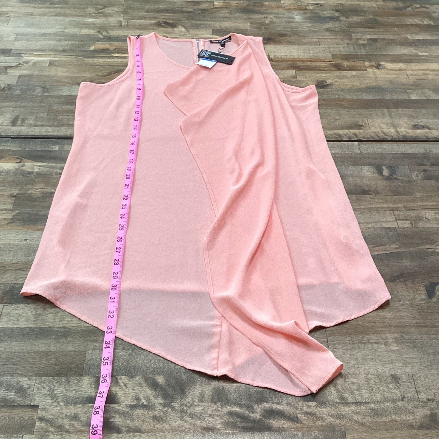 Vintage CABLE & GAUGE Tunic Top Women XL Blossom Pink Sleeveless Ruffle Asymmetric Hem Size XL / US 12-14 / IT 48-50 - 6 Thumbnail