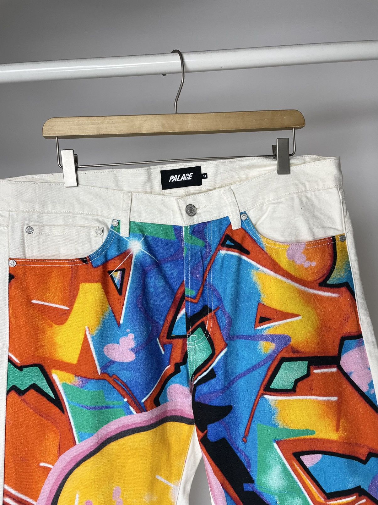 Palace Palace x Zomby DJ Graphic Printed Jeans Supreme White Pants Size US 34 / EU 50 - 6 Thumbnail