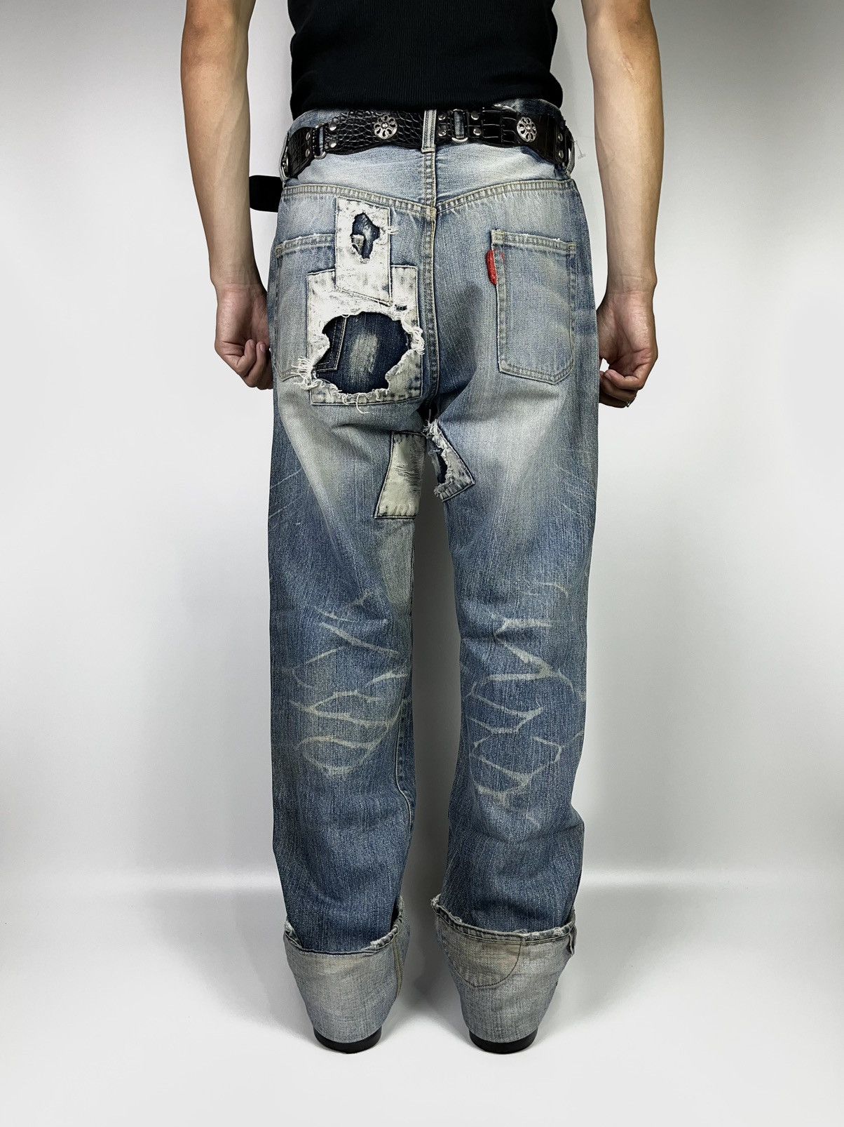 Japanese Brand × Jean Patchwork selvedge redline japanese jeans pant Size US 30 / EU 46 - 2 Thumbnail