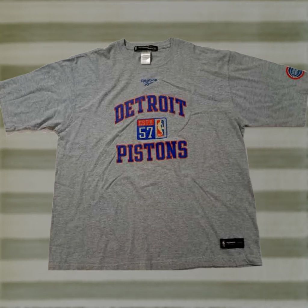 Reebok VINTAGE Detroit Pistons Basketball T-Shirt Reebok XL Gray Short Sleeve Men Classic Sports Woll? Size US XL / EU 56 / 4 - 1 Thumbnail