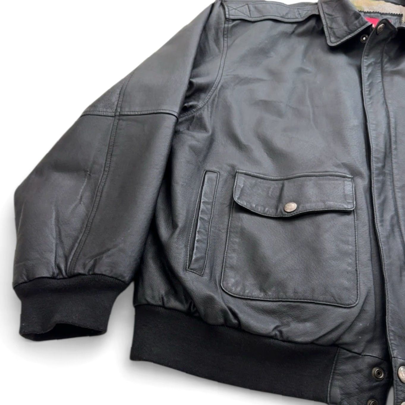 Vintage VINTAGE Hind Leather Bomber Jacket Black - Men's 3XL Size US XXL / EU 58 / 5 - 5 Thumbnail
