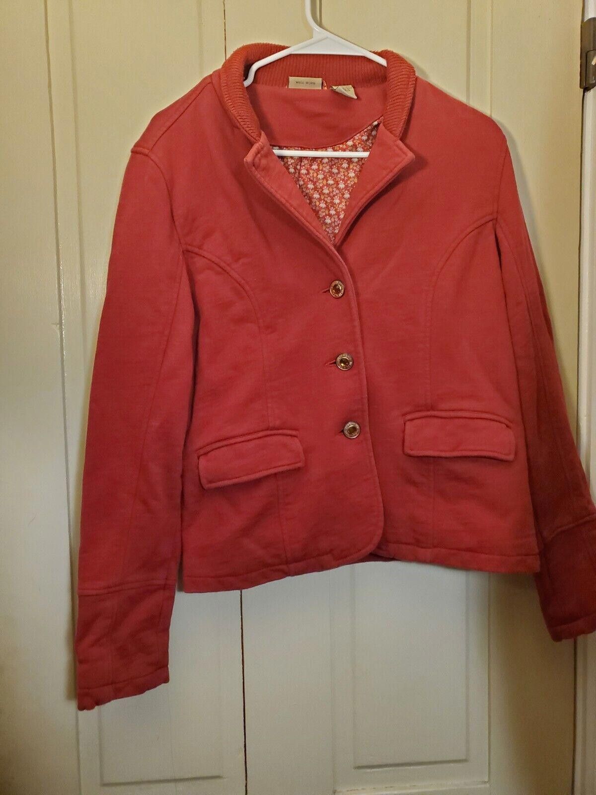 Designer Ruff Hewn Red Knit Jacket Blazer Gold Rhinestone Buttons M Size M / US 6-8 / IT 42-44 - 1 Thumbnail