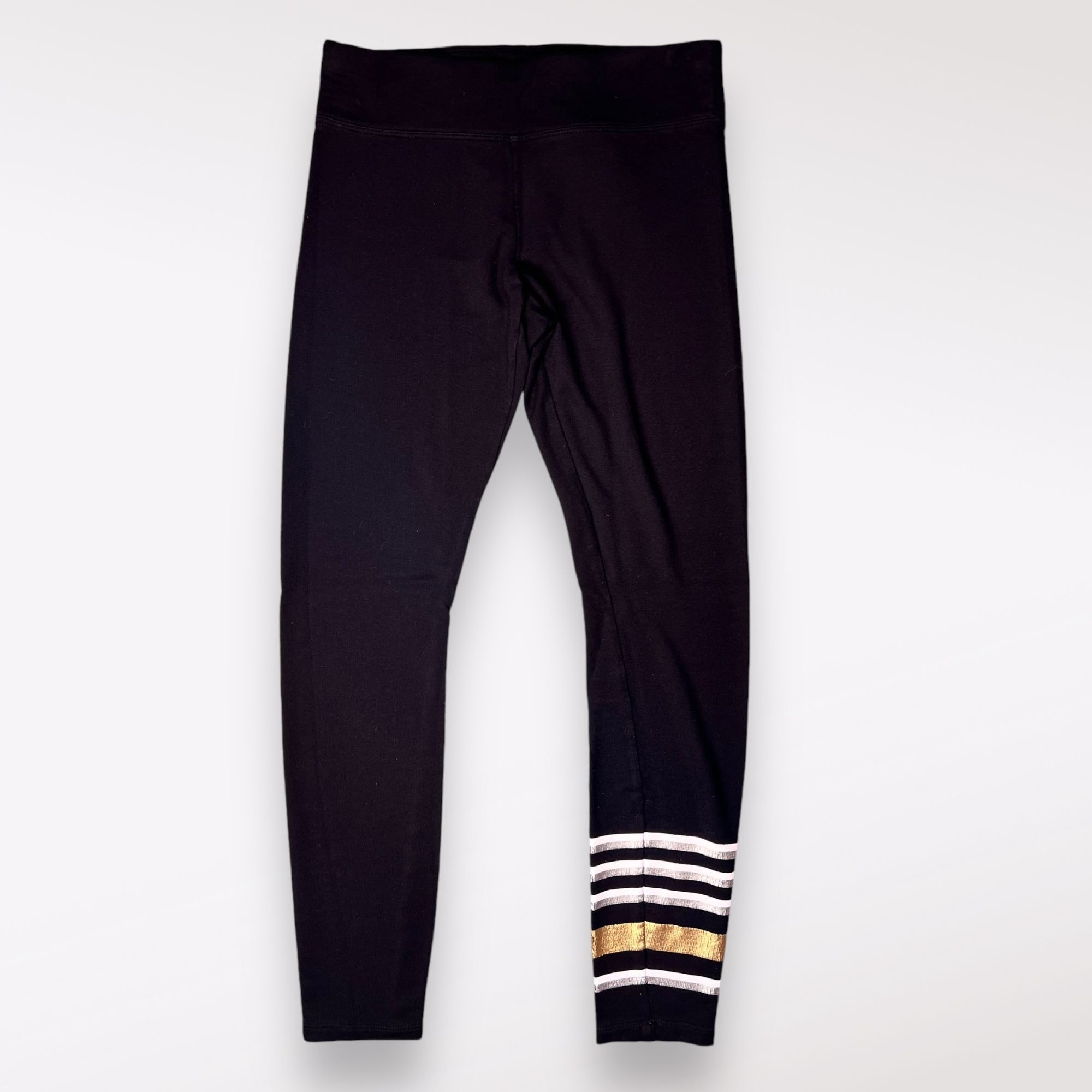 Designer Marc New York MNY Black Leggings Gold + White Stripes Small Size 28" / US 6 / IT 42 - 2 Thumbnail