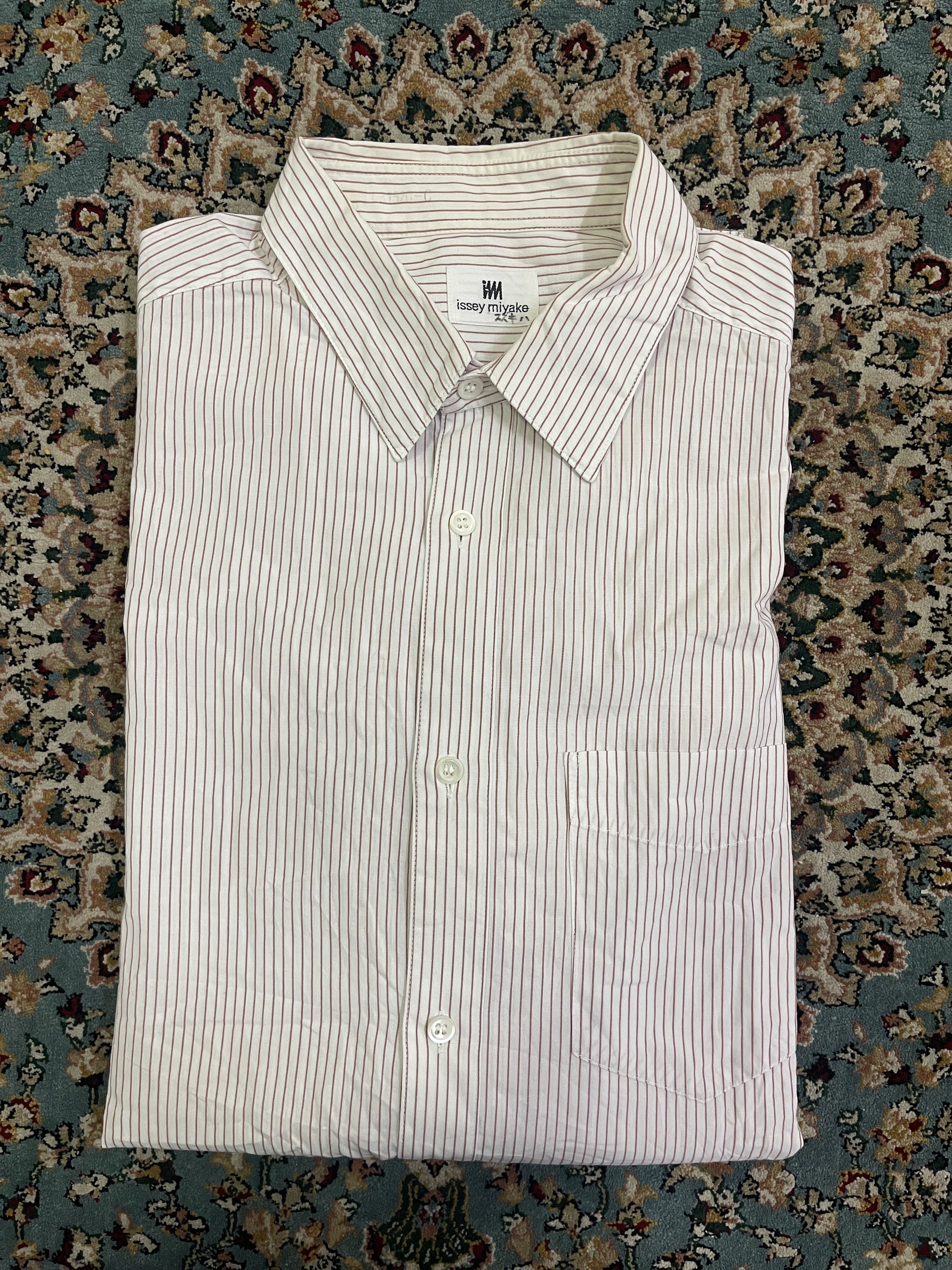 Issey Miyake × Vintage Vtg 80s Issey Miyake Circa Pinstripe Office Shirt Size US XL / EU 56 / 4 - 1 Thumbnail