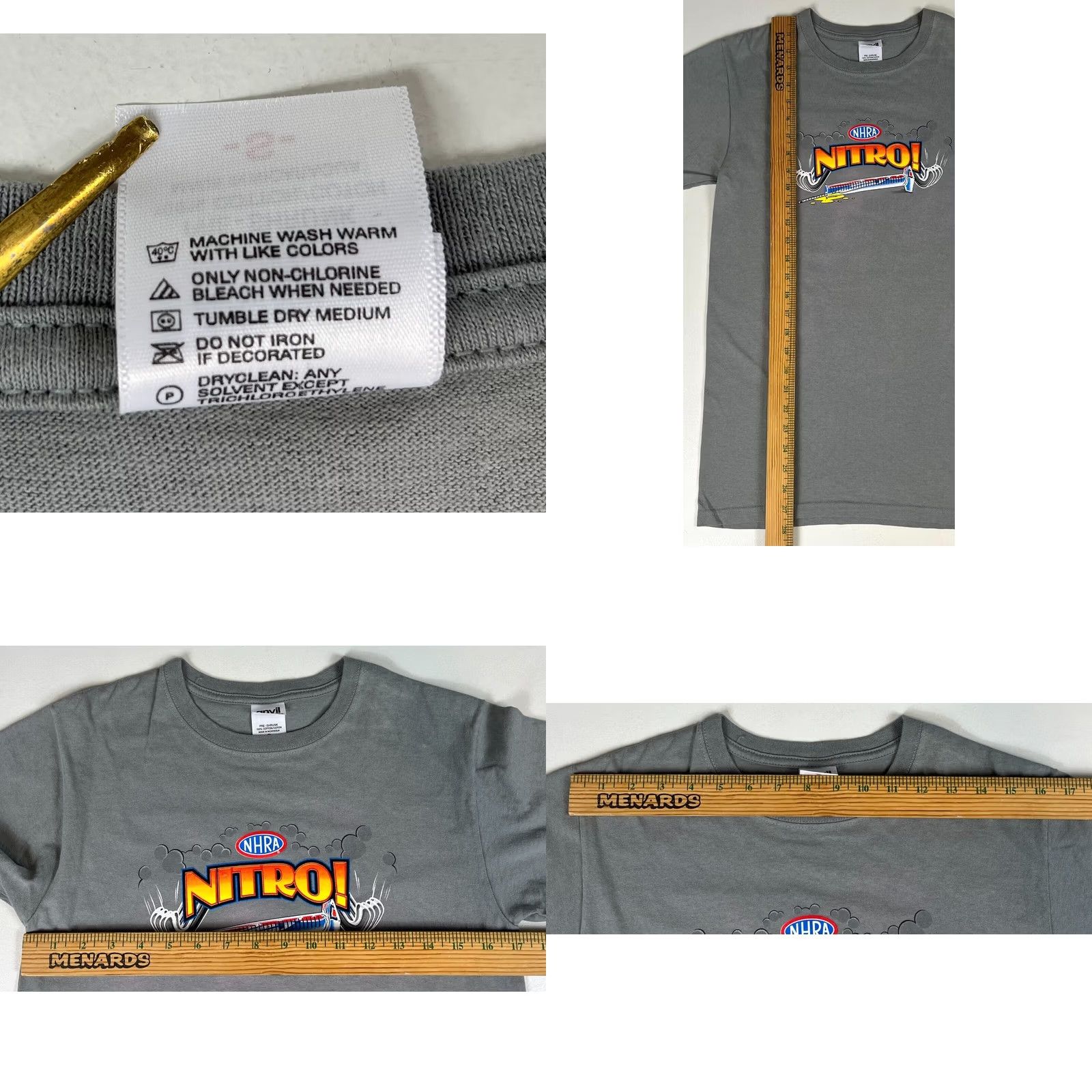 Anvil VINTAGE NHRA T-Shirt Anvil Short Sleeve Gray 90s Nitro! Double-Sided Size S Mens Size US S / EU 44-46 / 1 - 8 Thumbnail