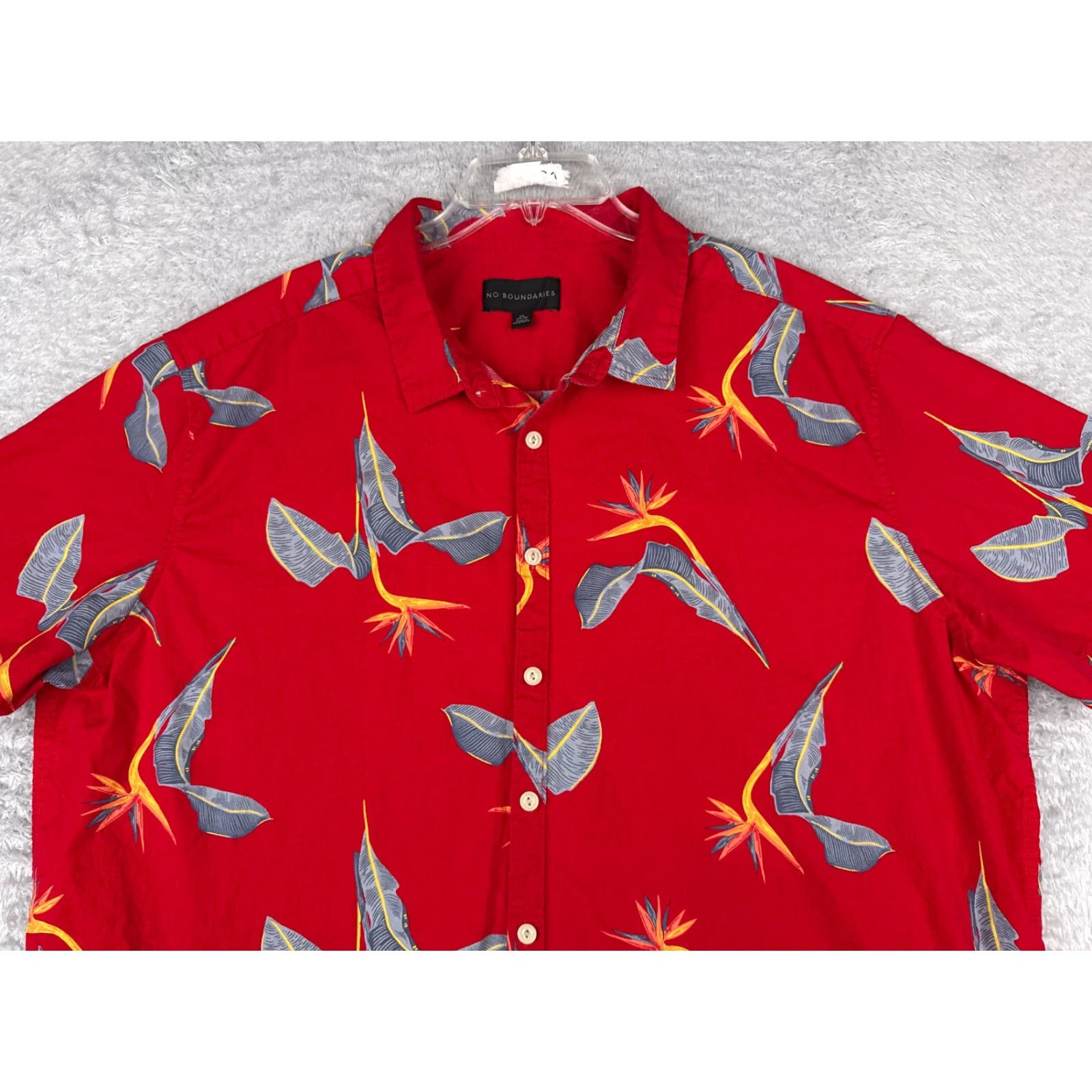 Vintage No Boundaries Shirt Mens 3XL XXXL Red Hawaiian Floral Cotton Blend Button-Up Size US XXL / EU 58 / 5 - 7 Thumbnail