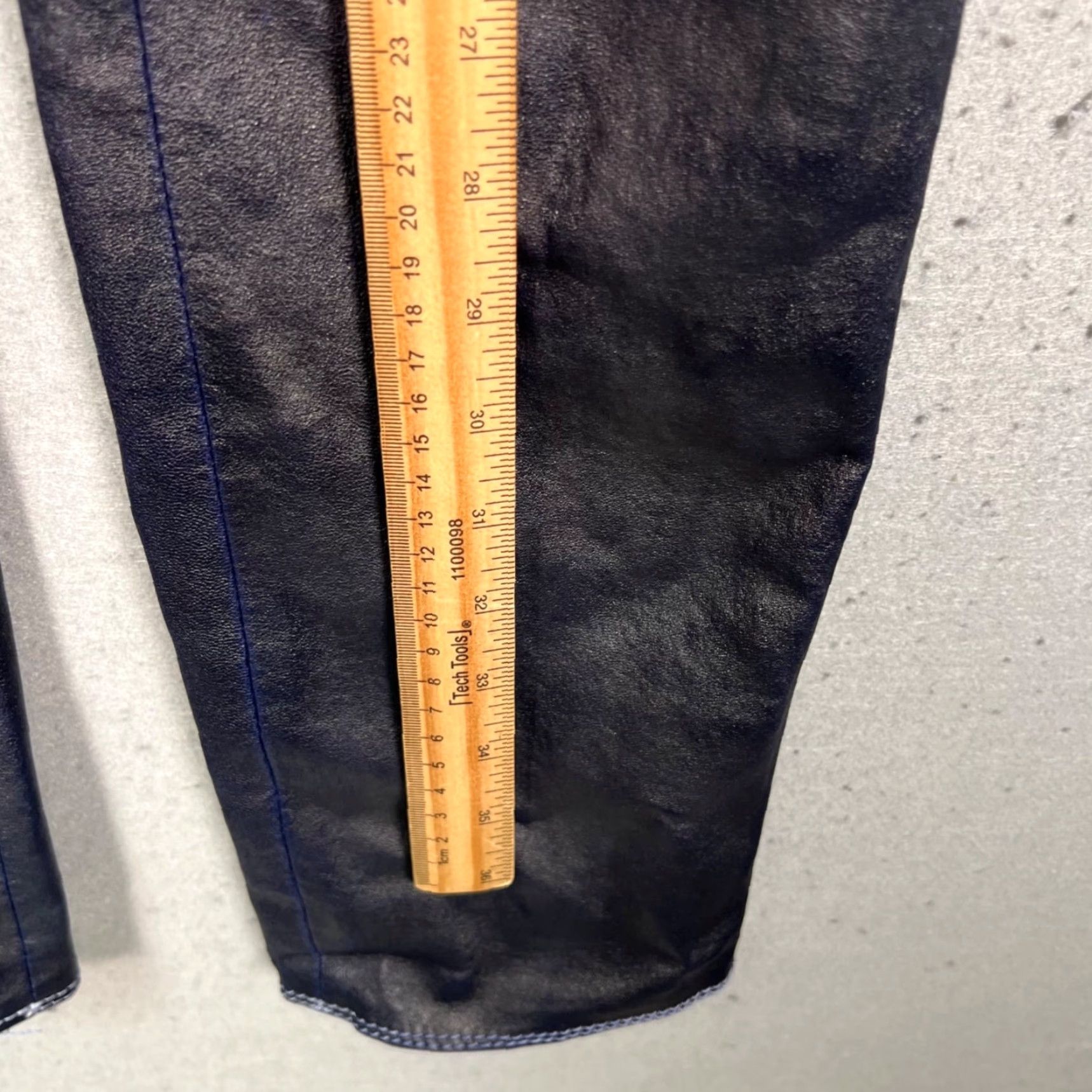 Vintage Jitrois Womens 42 Blue Leather Skinny Pants High Rise Stretch Ankle Regular Size 42 Womens Size 28" / US 6 / IT 42 - 6 Thumbnail