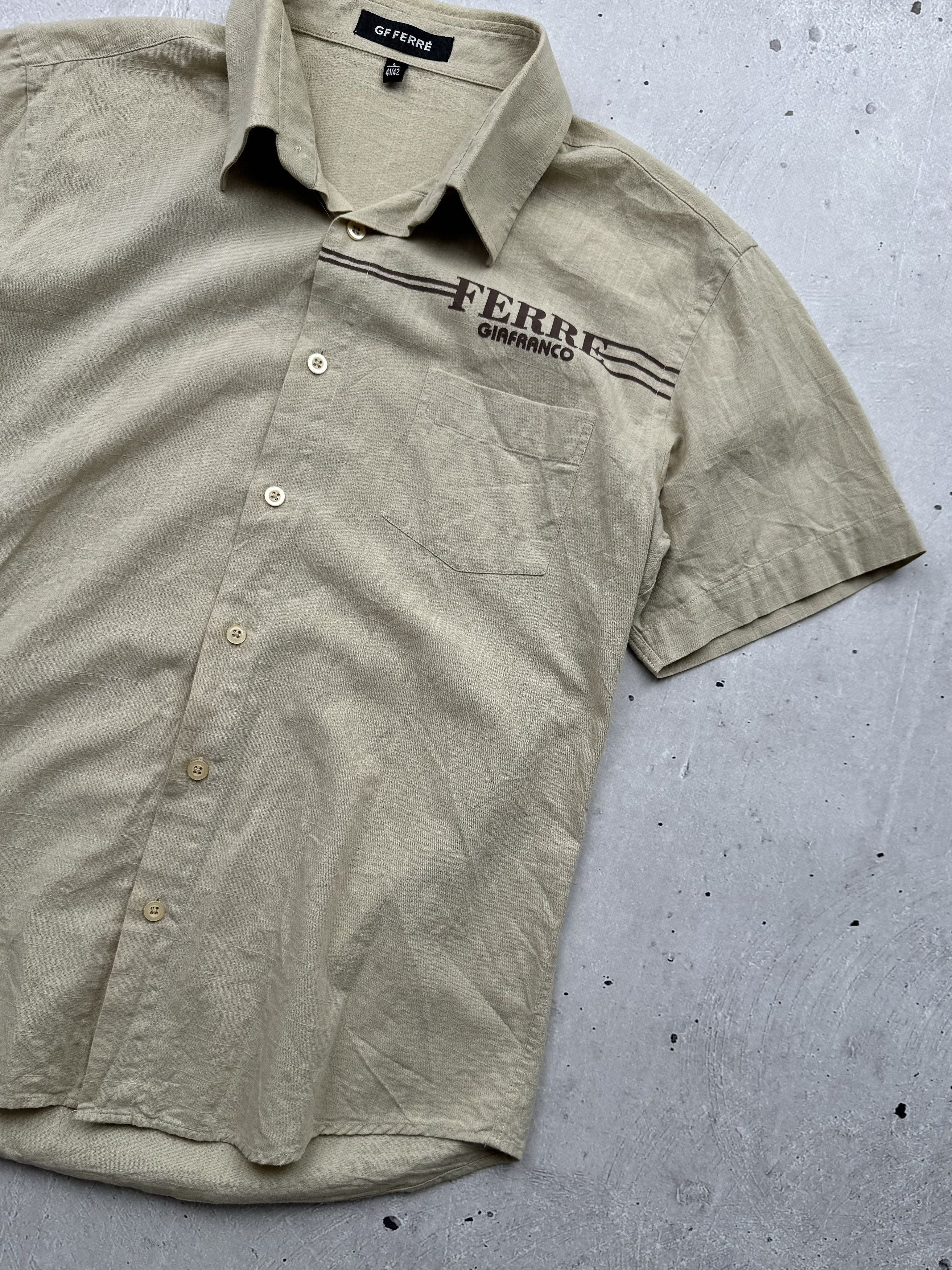 GF Ferre × Japanese Brand × Vintage GF Ferre Vintage Linen Shirt Size L / US 10 / IT 46 - 3 Thumbnail