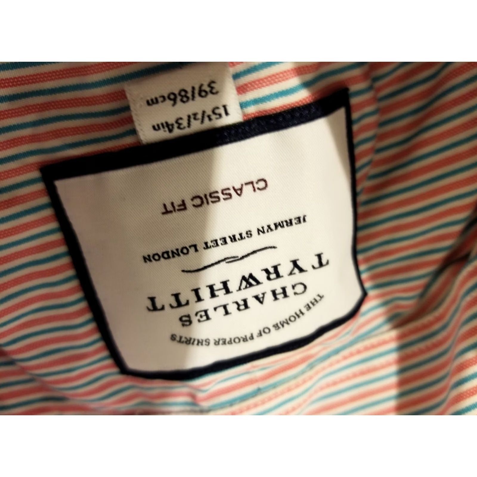 Charles Tyrwhitt Charles Tyrwhitt Shirt Mens 15.5 Blue Dress Red Button Cotton Size 42R - 4 Thumbnail