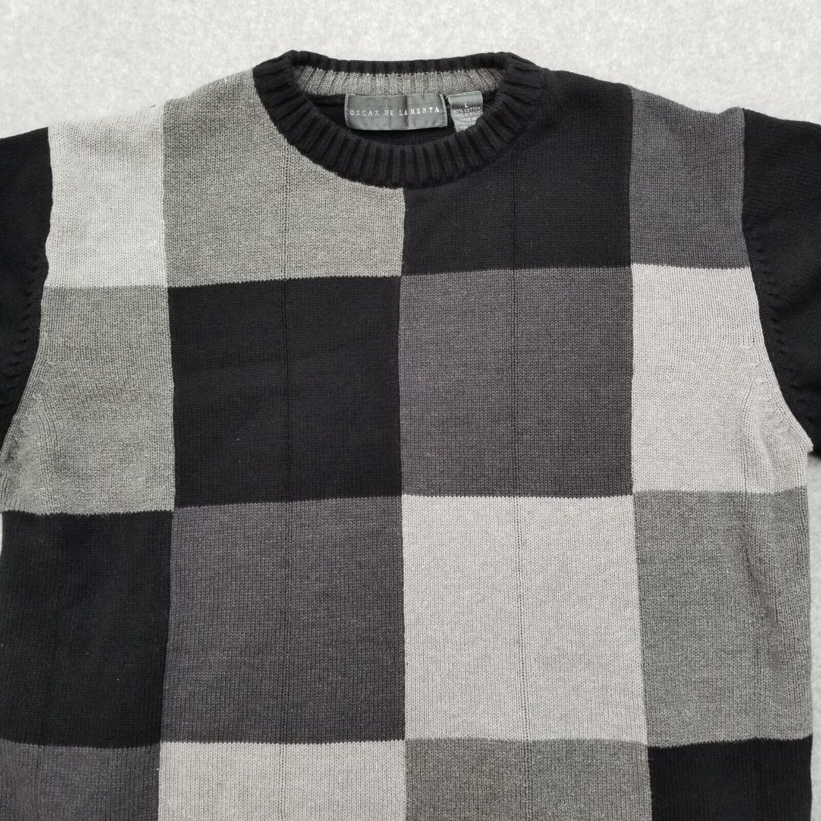 Oscar De La Renta Oscar De La Renta Sweater Mens Large Pullover Color Block Size US L / EU 52-54 / 3 - 2 Thumbnail