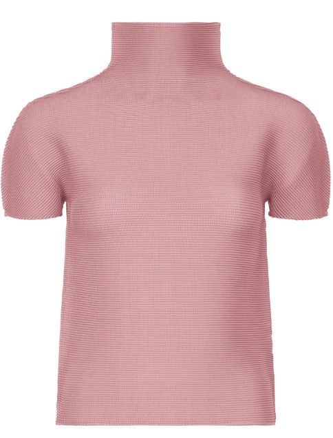 issey miyake size:one size Pink high-neck short-sleeved sh