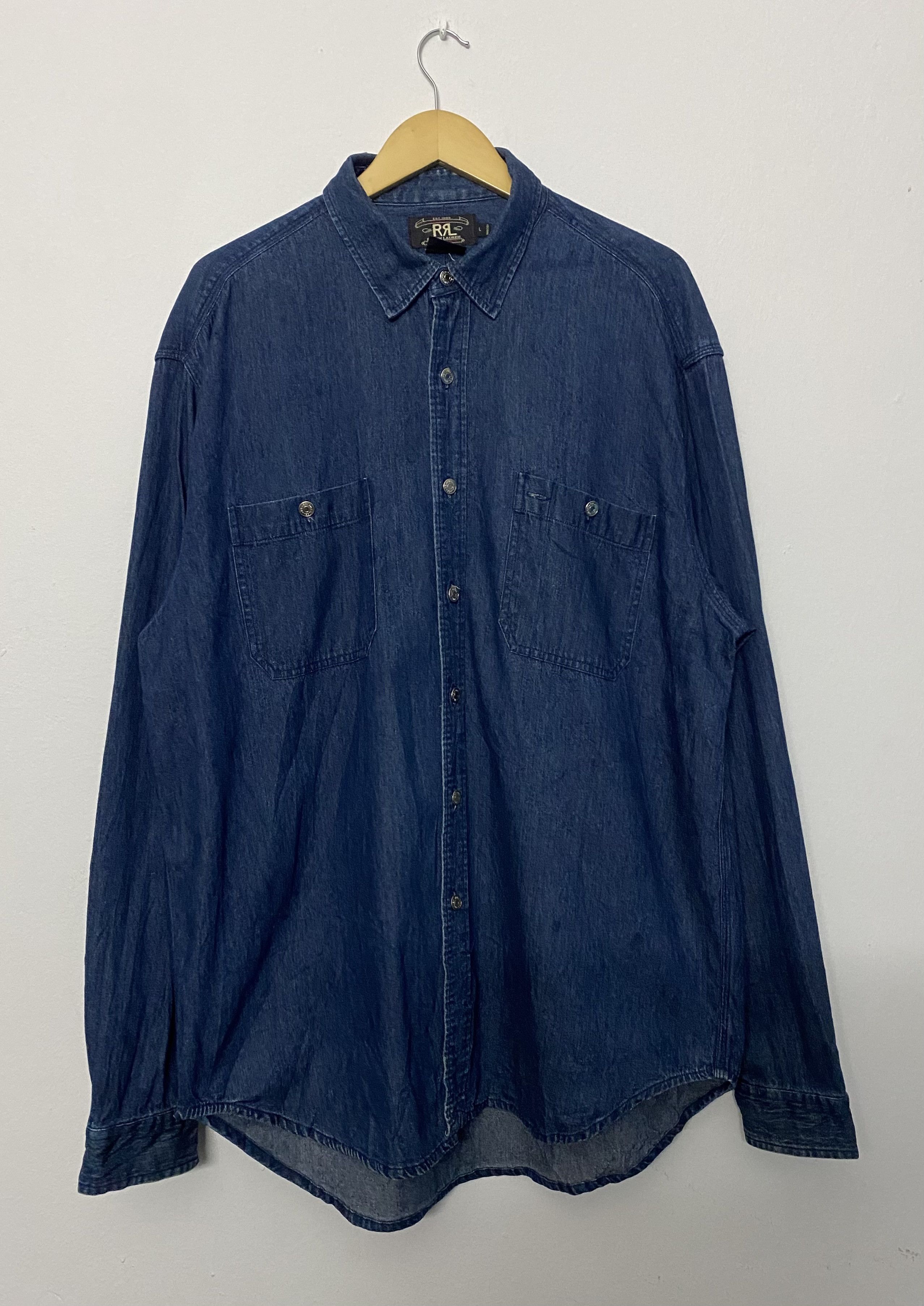 RRL Ralph Lauren RRL Ralph Lauren Double RL Indigo Denim Chambray Size L Size US L / EU 52-54 / 3 - 1 Thumbnail