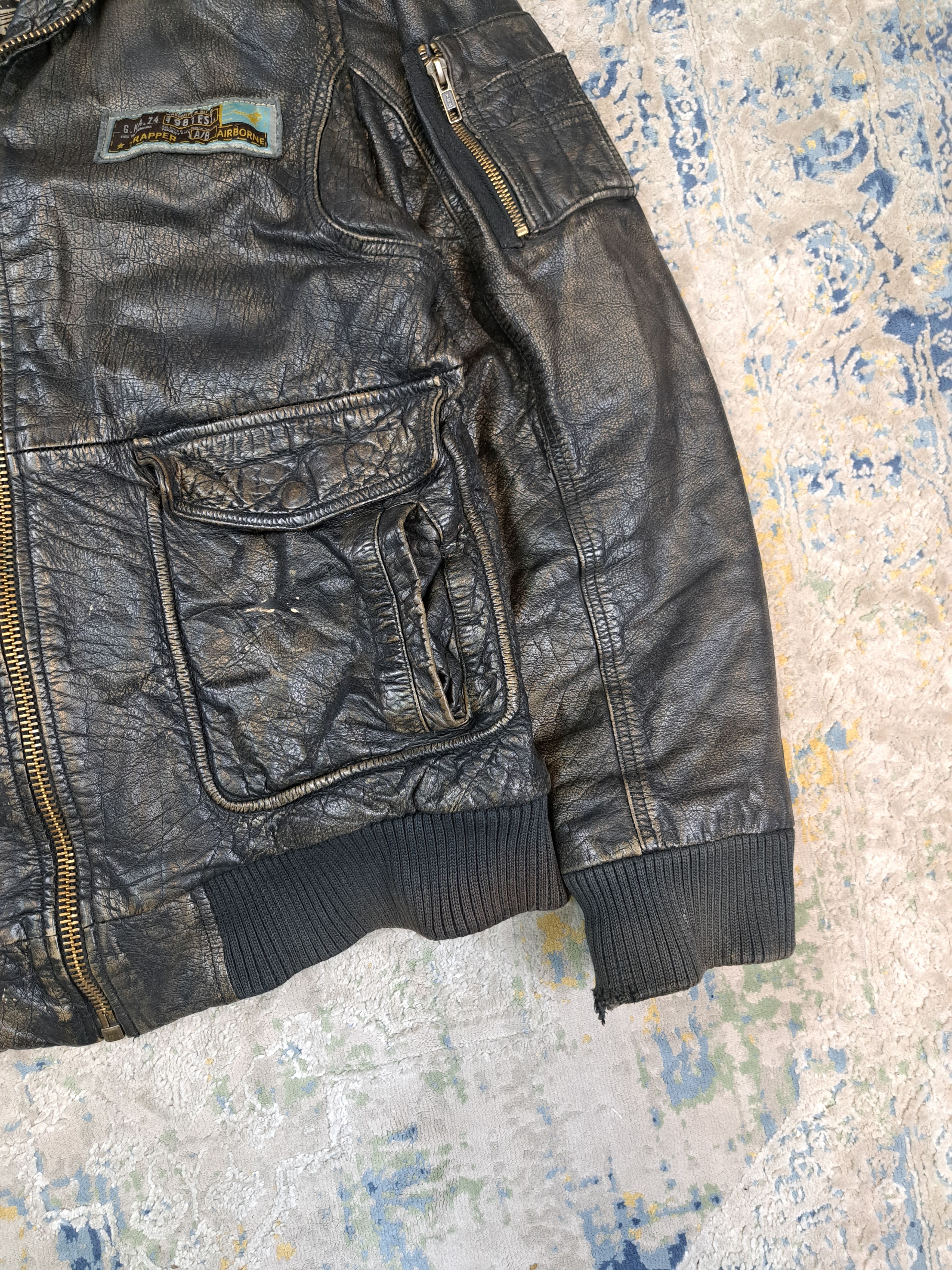 Genuine Leather Vintage Genuine Leather Distressed Bomber Jacket Flyer Size US L / EU 52-54 / 3 - 6 Thumbnail