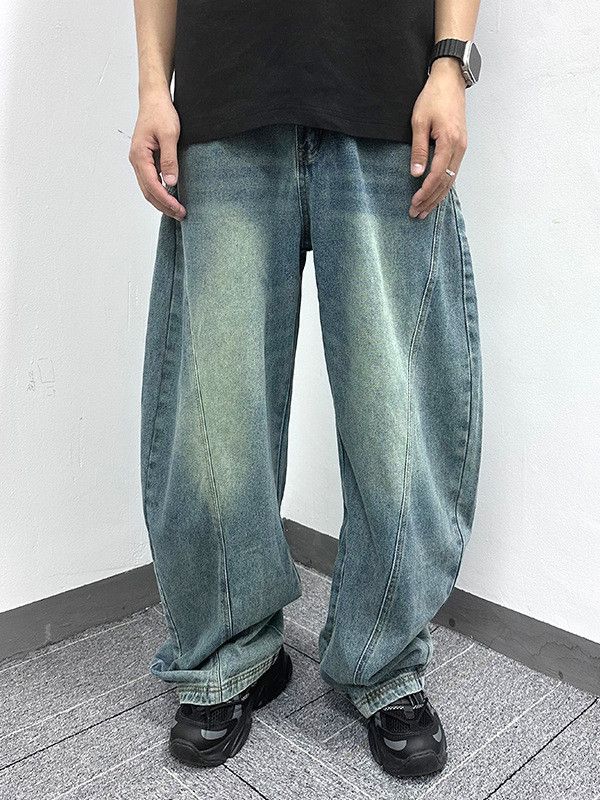 Japanese Brand Vintage washed wide-leg scimitar stitching casual jeans Size US 32 / EU 48 - 1 Thumbnail