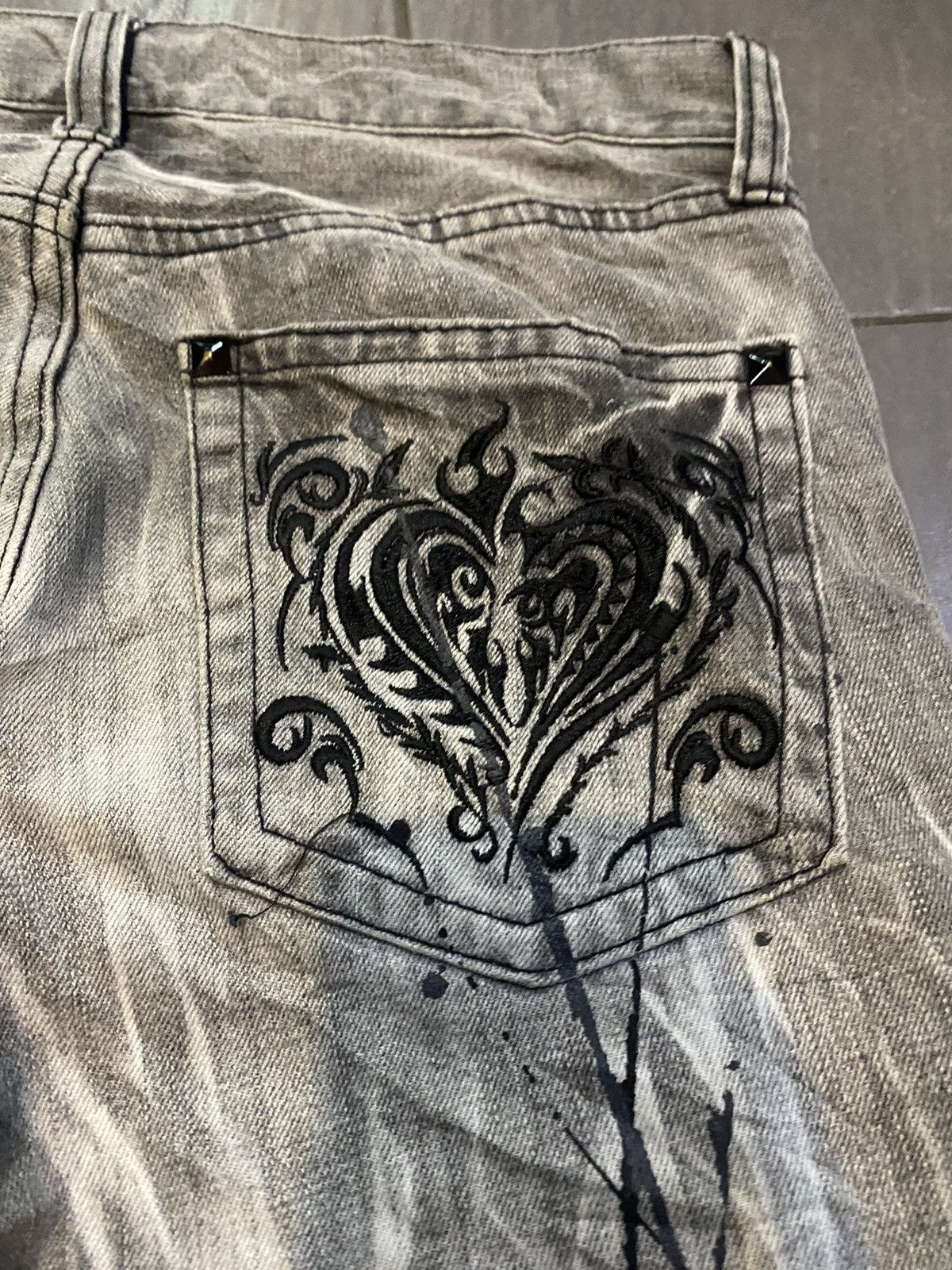Hysteric Glamour Flare jeans Sorridere Skulls painted Boot Cut Size US 31 - 4 Thumbnail