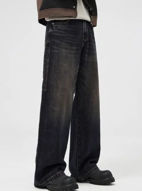 Japanese Brand American trendy high street men's straight washed jeans Size US 32 / EU 48 - 3 Thumbnail