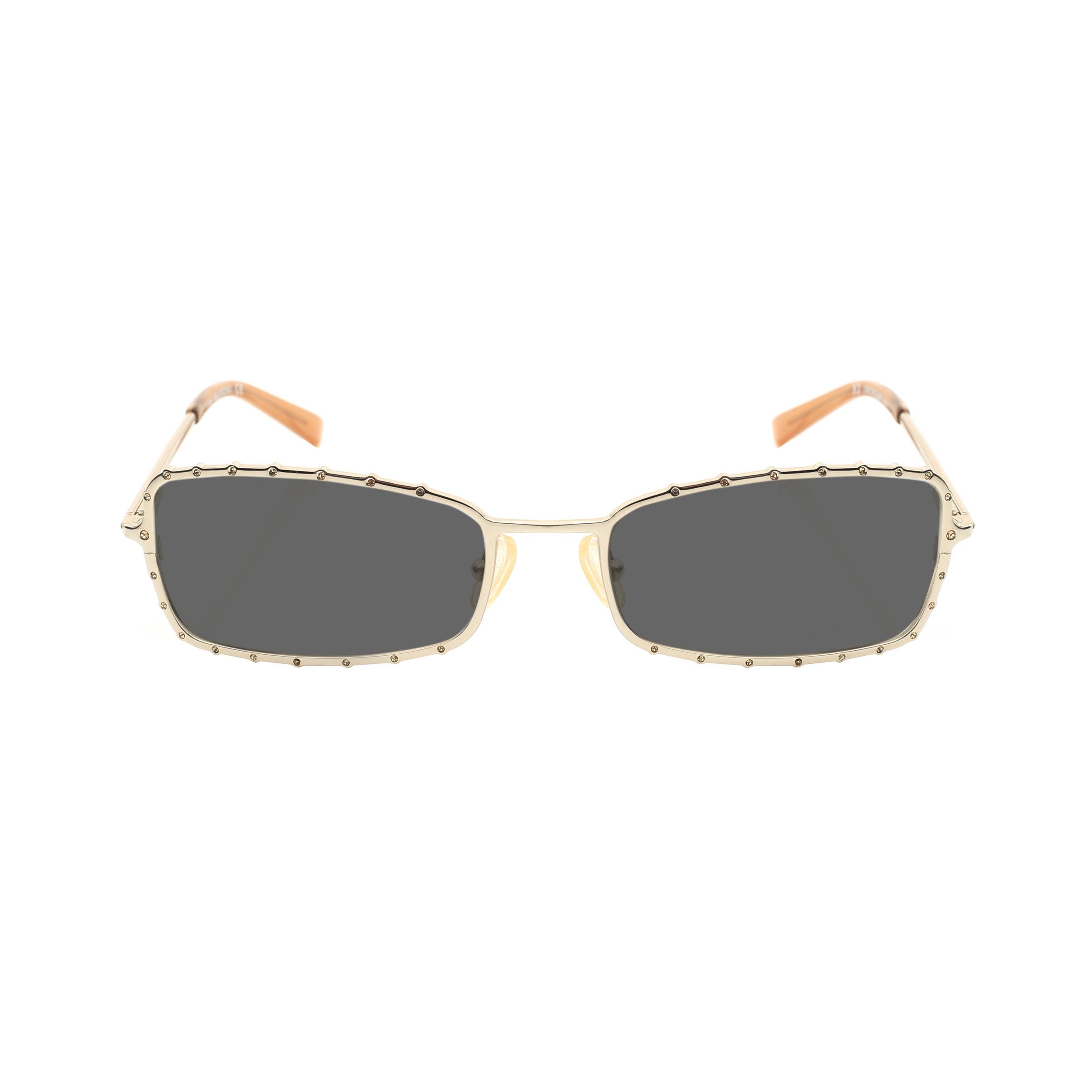 Valentino '90s White Gold Raw Crystals Metal Sunglasses