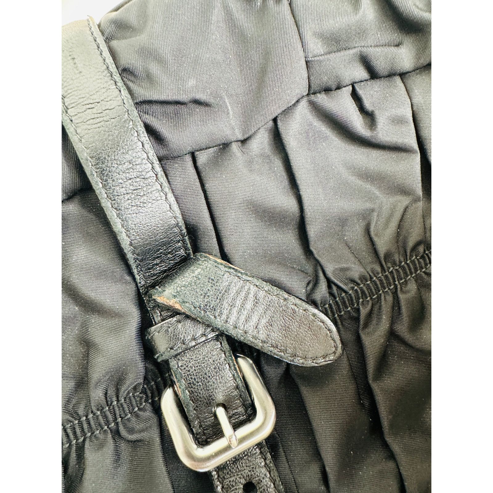 Prada Prada Vintage 90s Black Nylon Leather Buckle Braided Handle Size ONE SIZE - 14 Thumbnail