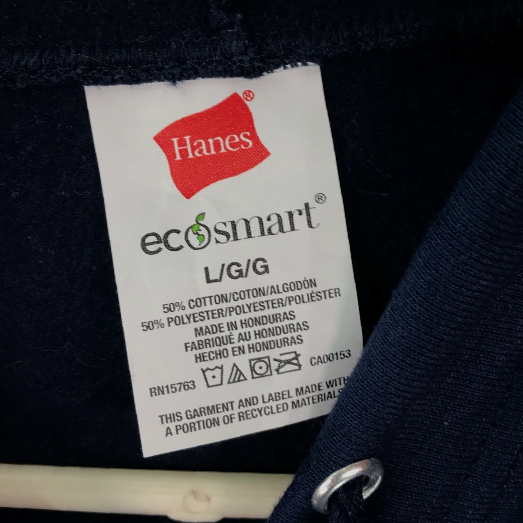Hanes Hanes Ecosmart Mens Long Sleeves Navy Blue Full Zip Hoodie Jacket Size Large Size US L / EU 52-54 / 3 - 5 Thumbnail