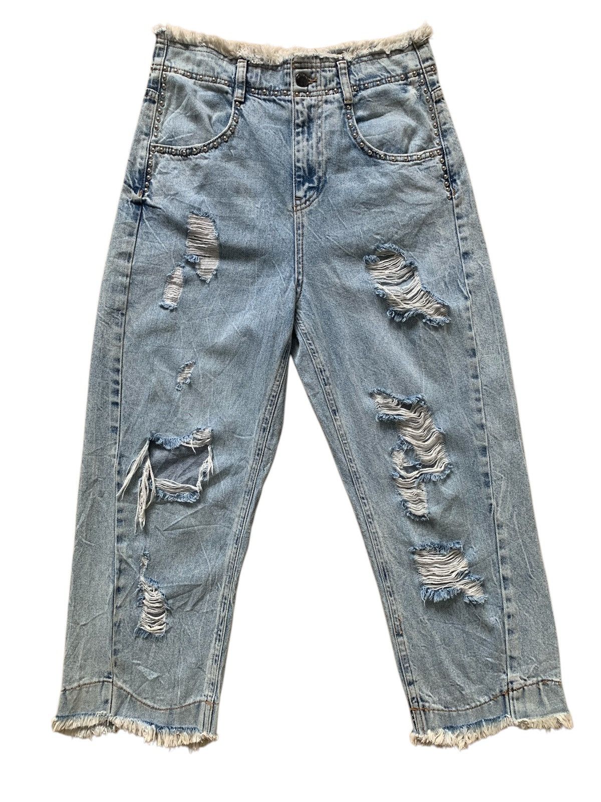 Designer × United Colors Of Benetton Distressed United Colors Of Benetton Stuck Denim Pant Size US 28 / EU 44 - 1 Thumbnail