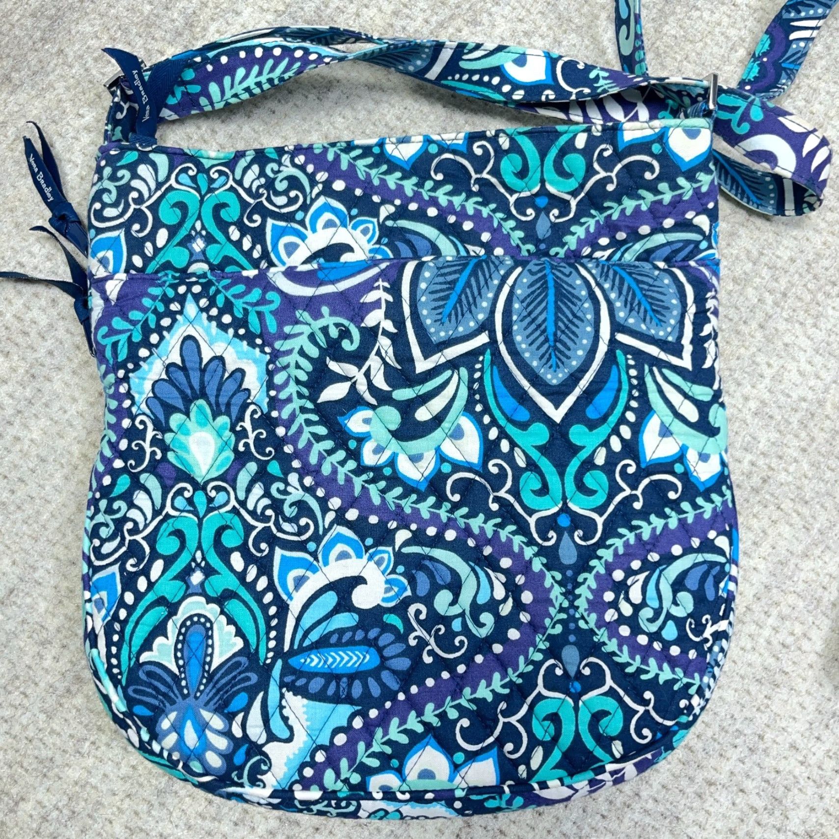 Vera Bradley Vera Bradley Crossbody Bag Women's Large Blue Island Medallion Quilt Pouch Wallet With Zip Molded Floral Size ONE SIZE - 4 Thumbnail