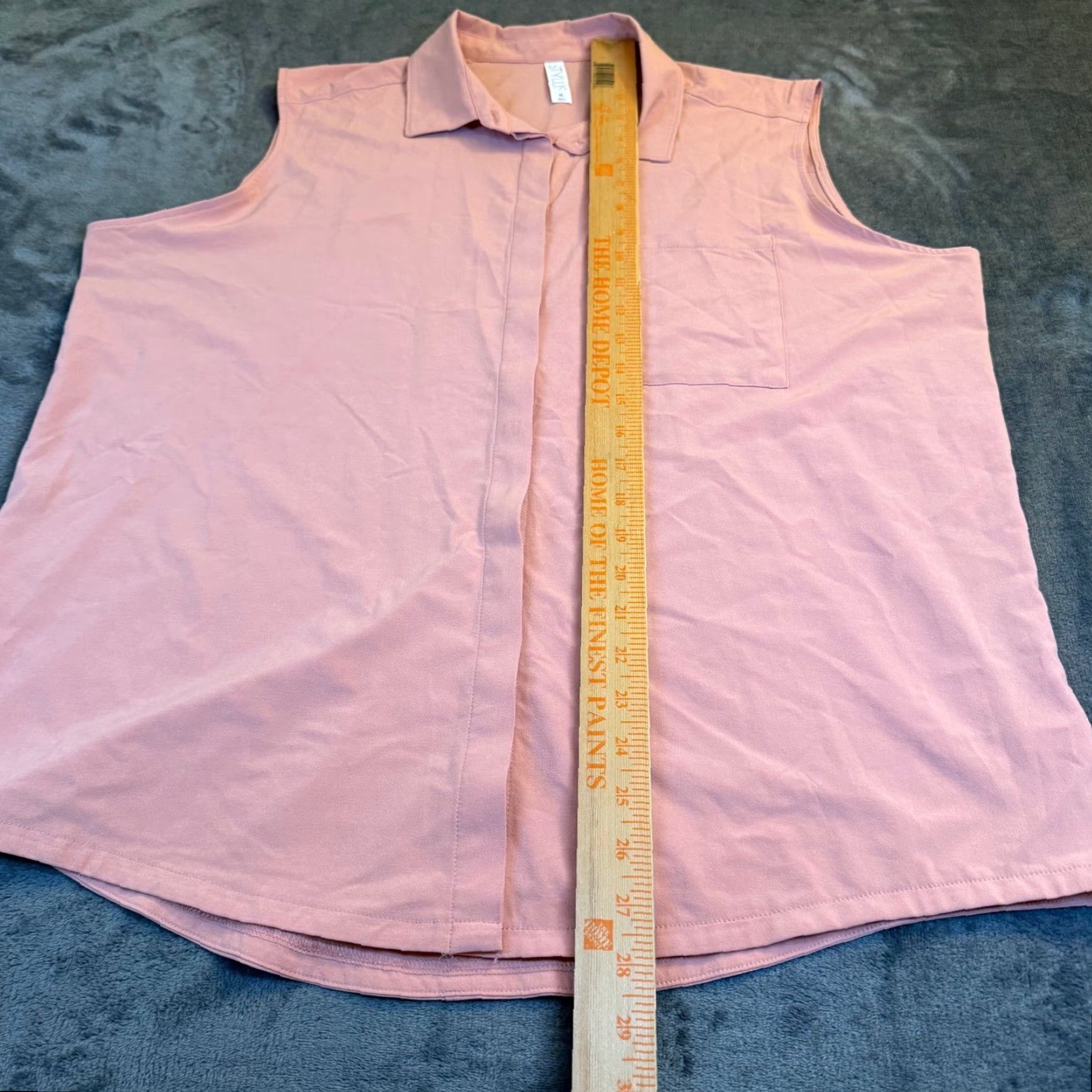 Pinko VINTAGE? No — (But item not vintage) Stylus Pink Button Up Sleeveless Pocket Shirt Top Lightweight Womens Extra Large Size XL / US 12-14 / IT 48-50 - 7 Thumbnail