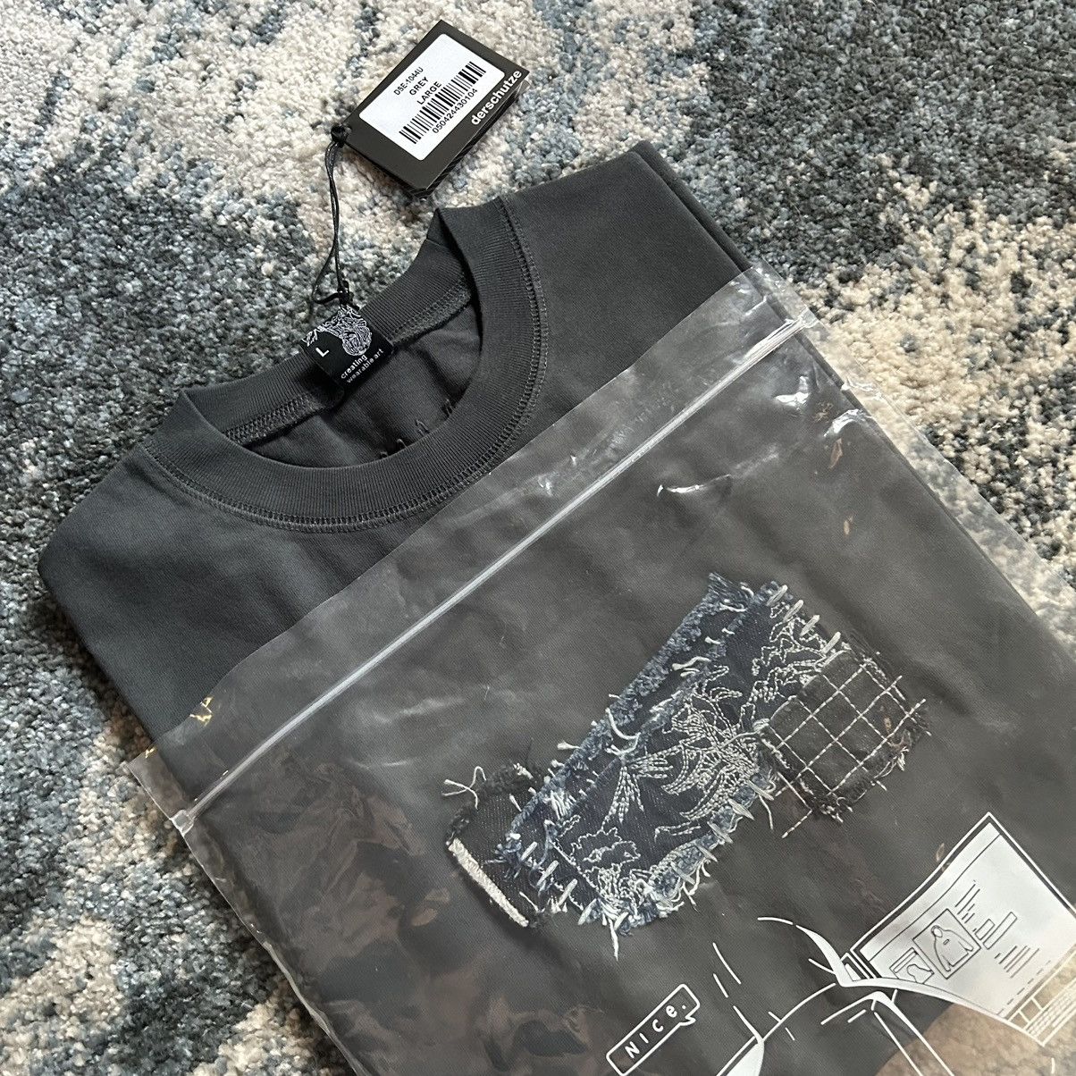 Derschutze BORO SASHiKO BOXY HEAVYWEiGHT TEE PATCHWORK STEEL BLUE Size US L / EU 52-54 / 3 - 16 Thumbnail