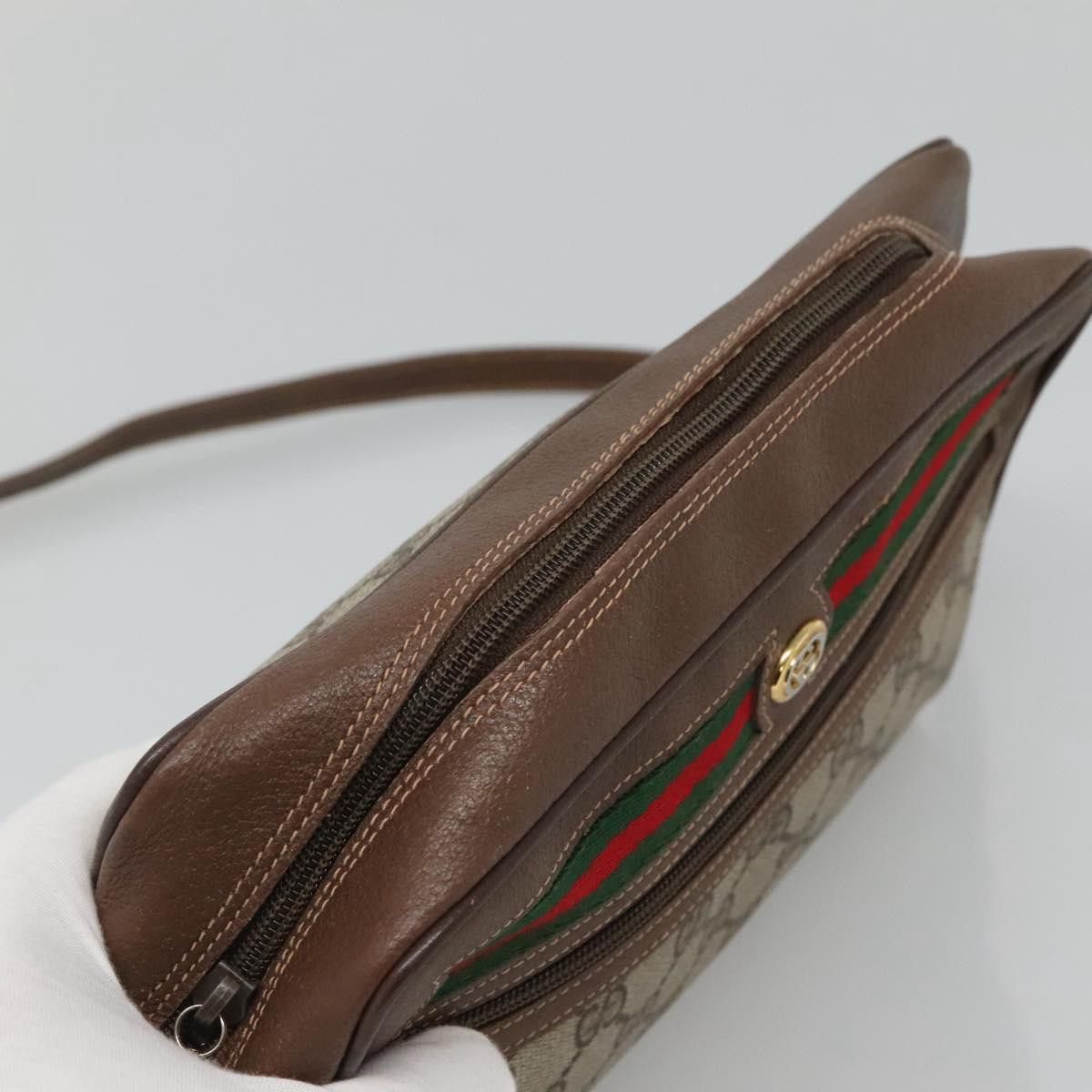 Gucci GUCCI GG Supreme Web Sherry Line Bag Pvc Beige Gold 56 02 Size ONE SIZE - 6 Thumbnail