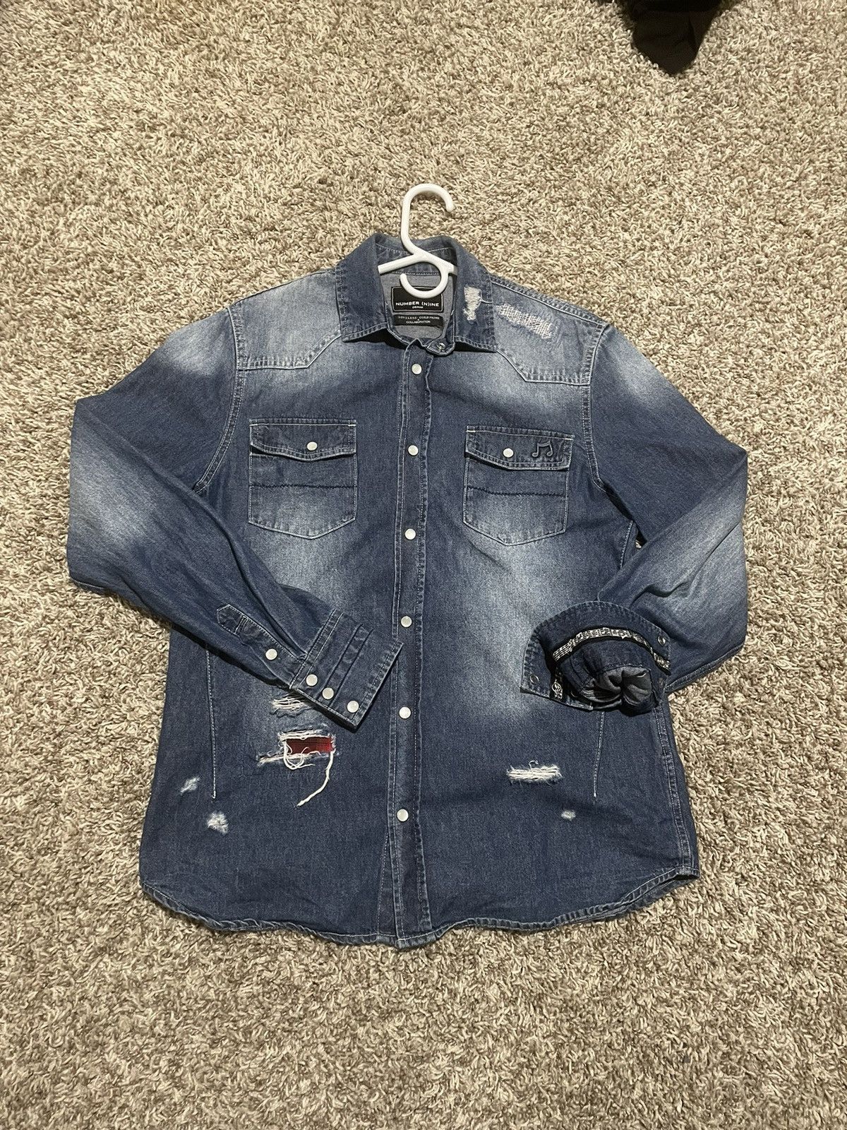 image of Archival Clothing x Number N Ine Number (N)Nine Denim Jacket in Blue, Men's (Size Small)