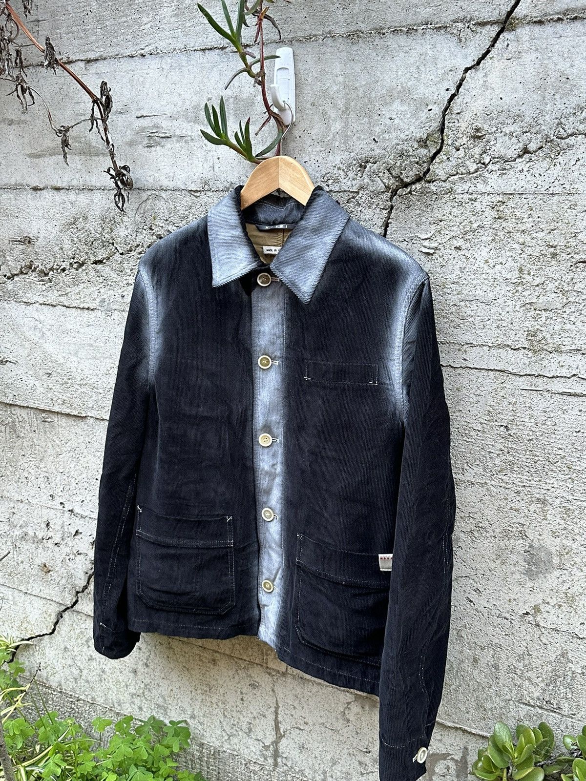 image of Grail Marni Gradient Corduroy Texturized Jacket in Black, Men's (Size Medium)