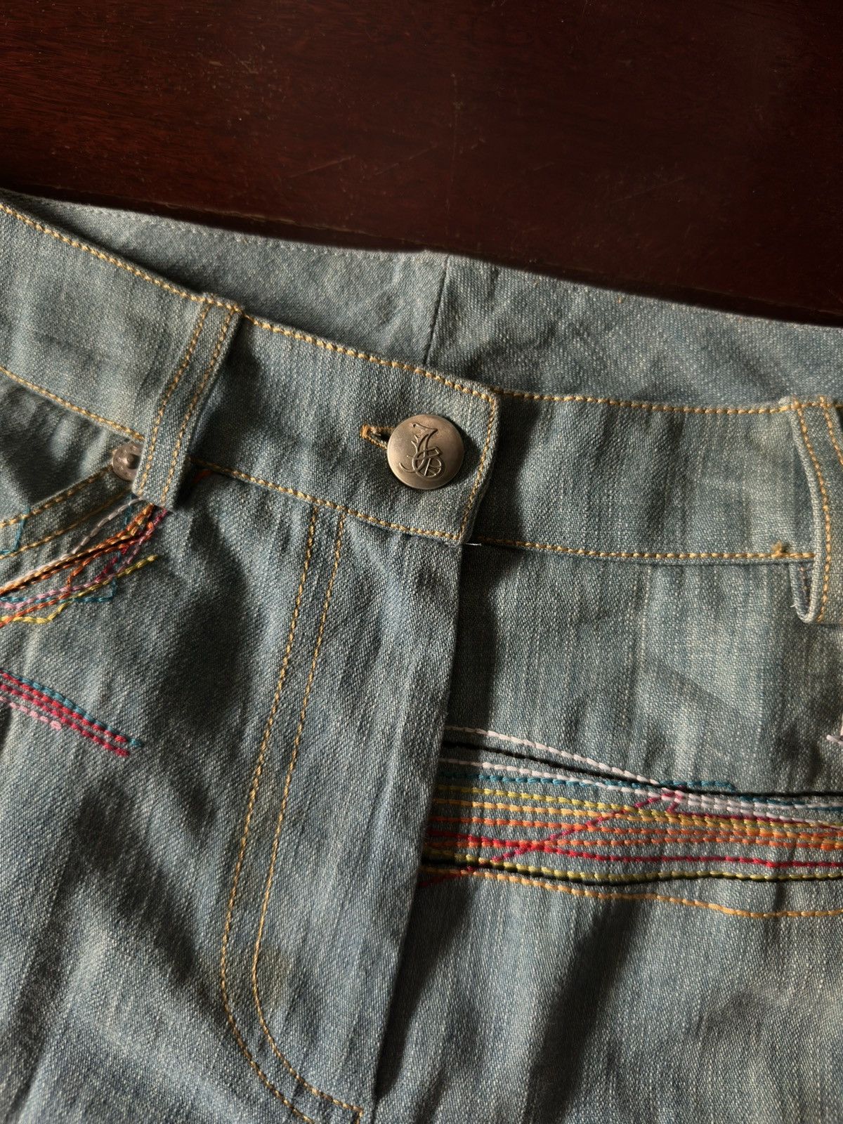 John Galliano John Galliano Resort 2002 Rainbow Stitching Jeans Size US 29 - 7 Thumbnail