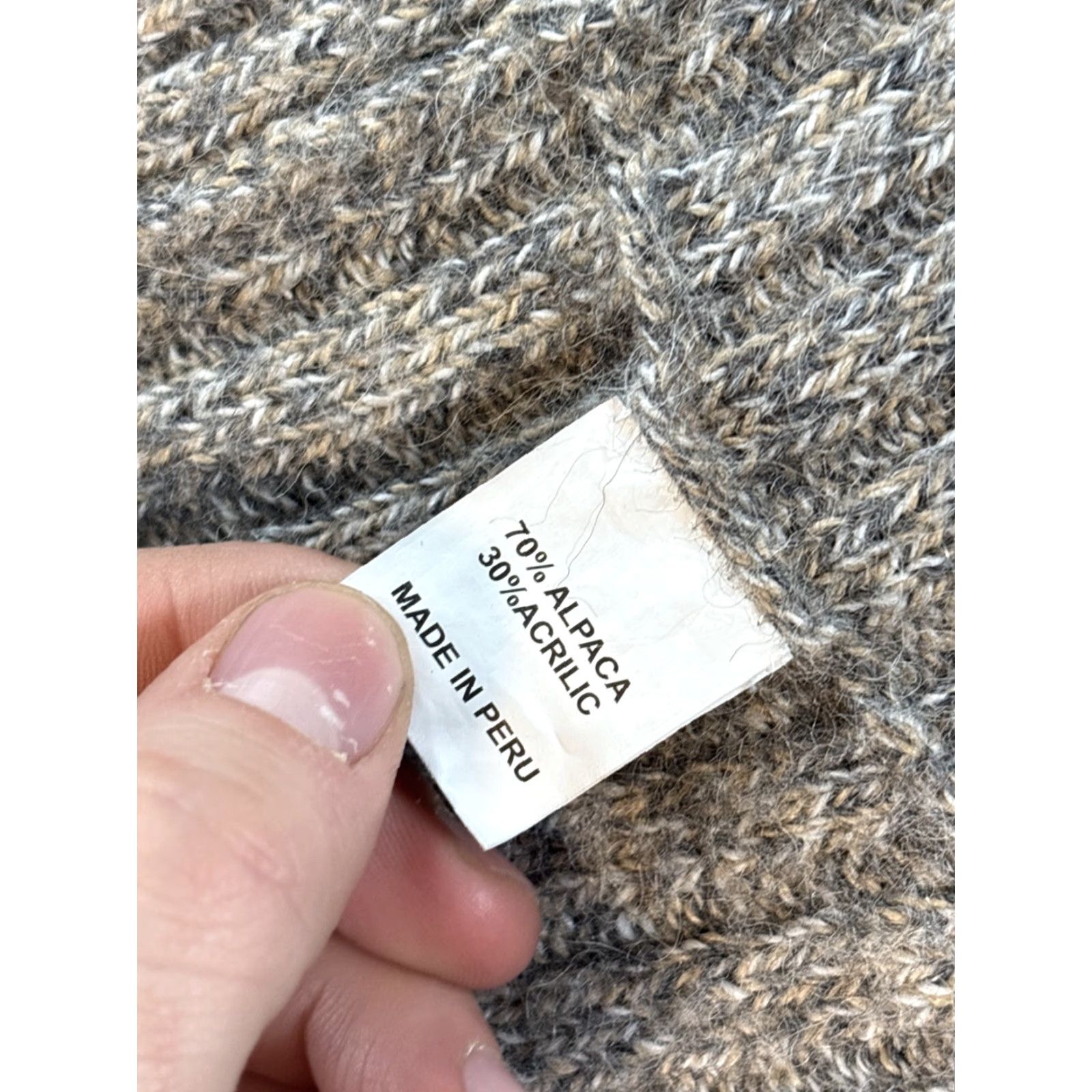 Vintage Simply Natural Cardigan Sweater Long Sleeve Gray One Size OS Open Ribbed Alpaca Knit Shawl Neck Women Bohemian Nature School Fall Spring Winter Size ONE SIZE - 5 Thumbnail