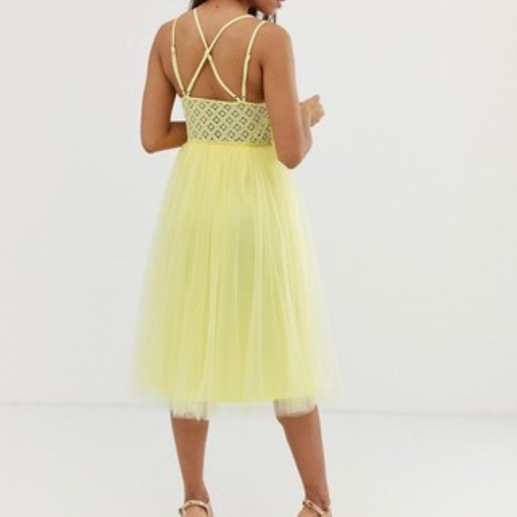 Asos ASOS Yellow Sweetheart Neck Sundress Midi Size M / US 6-8 / IT 42-44 - 14 Thumbnail