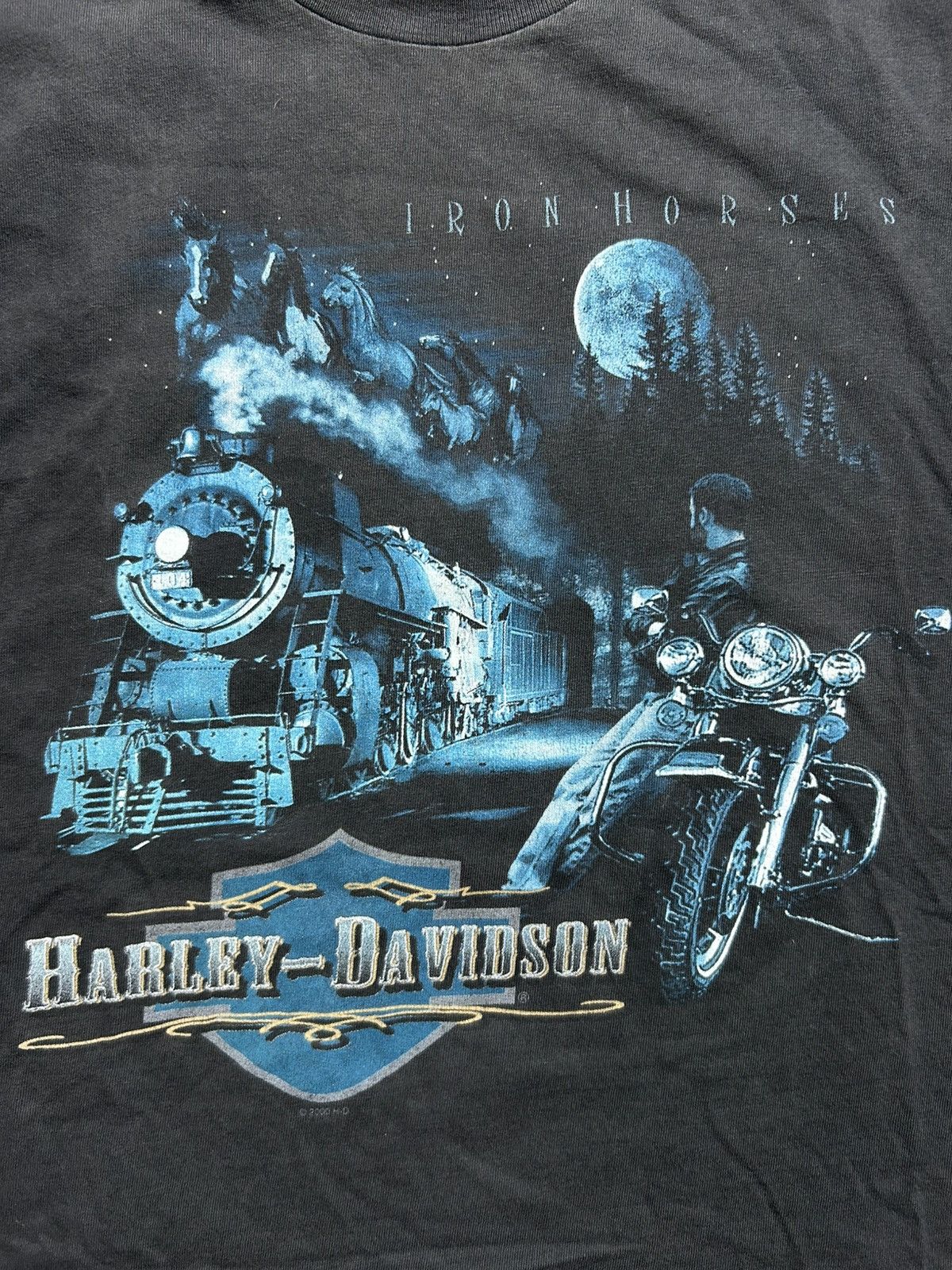 Vintage Vintage Y2K Harley Iron Horses Tee Made in USA Dated 2000 Size US XL / EU 56 / 4 - 2 Thumbnail