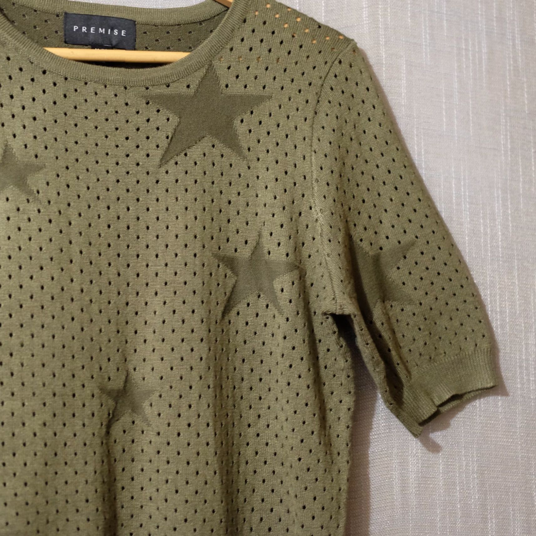 Vintage Premise Green Sweater Short Sleeve Open Knit Pullover Women’s M #A1-76 Size M / US 6-8 / IT 42-44 - 3 Thumbnail