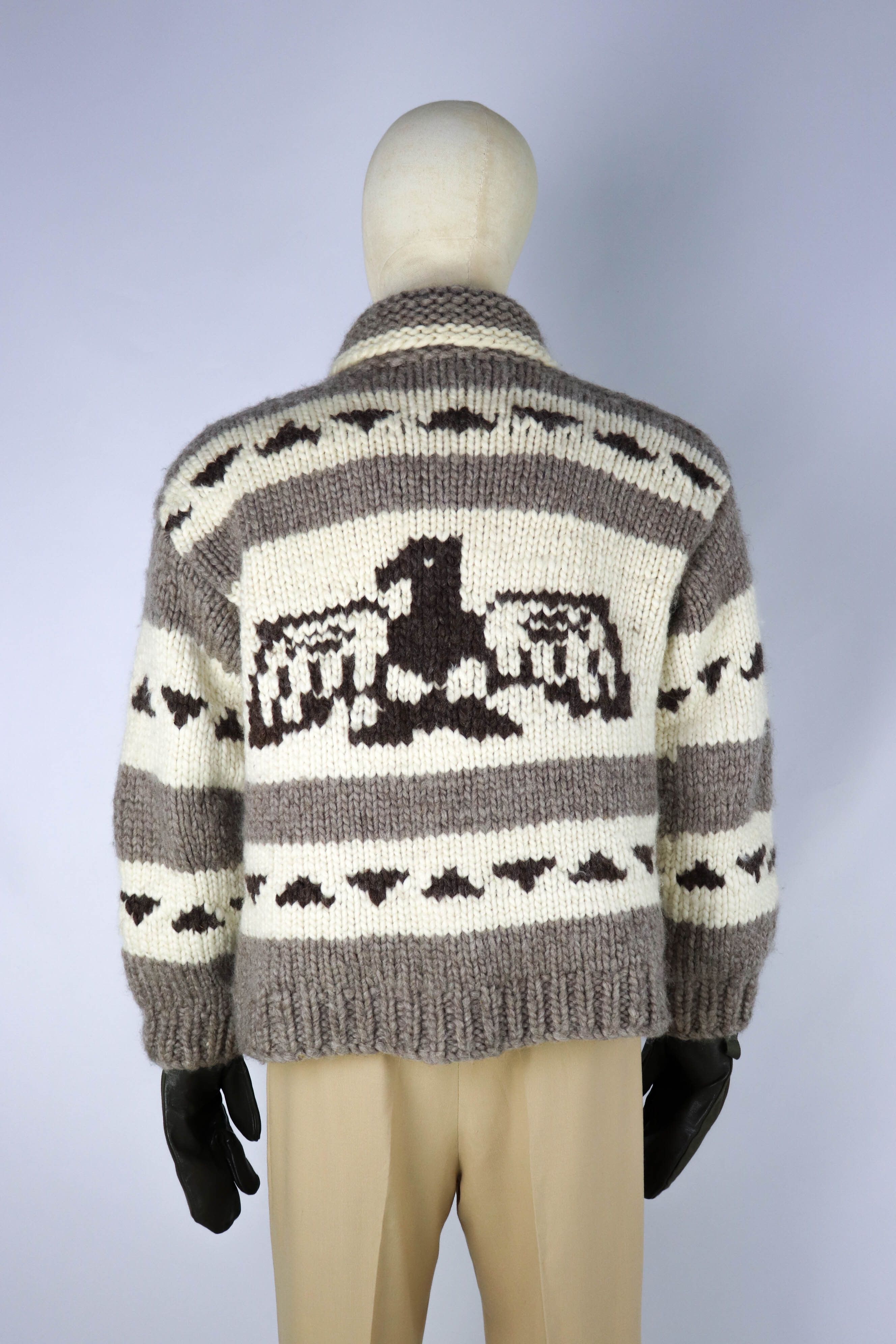 60s Vintage Canadian Heavy Handknitted Wool Cowichan Sweater