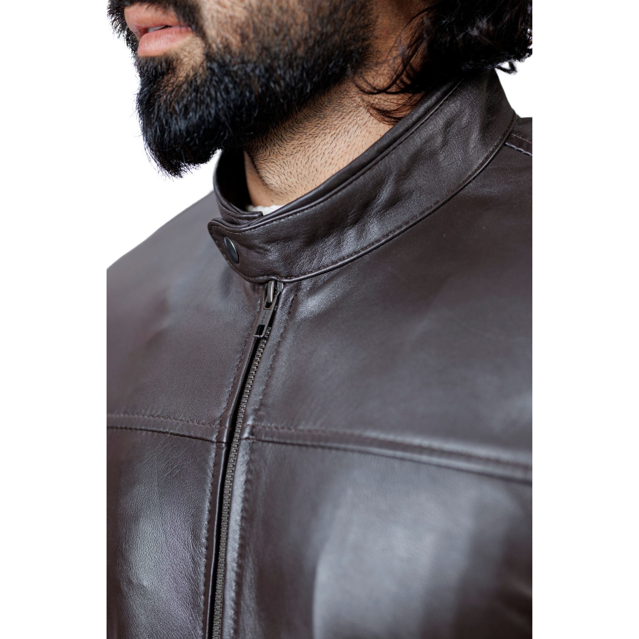 Handmade Handmade Genuine Sheepskin Cafe Racer - Brown - Medium Size US L / EU 52-54 / 3 - 7 Thumbnail