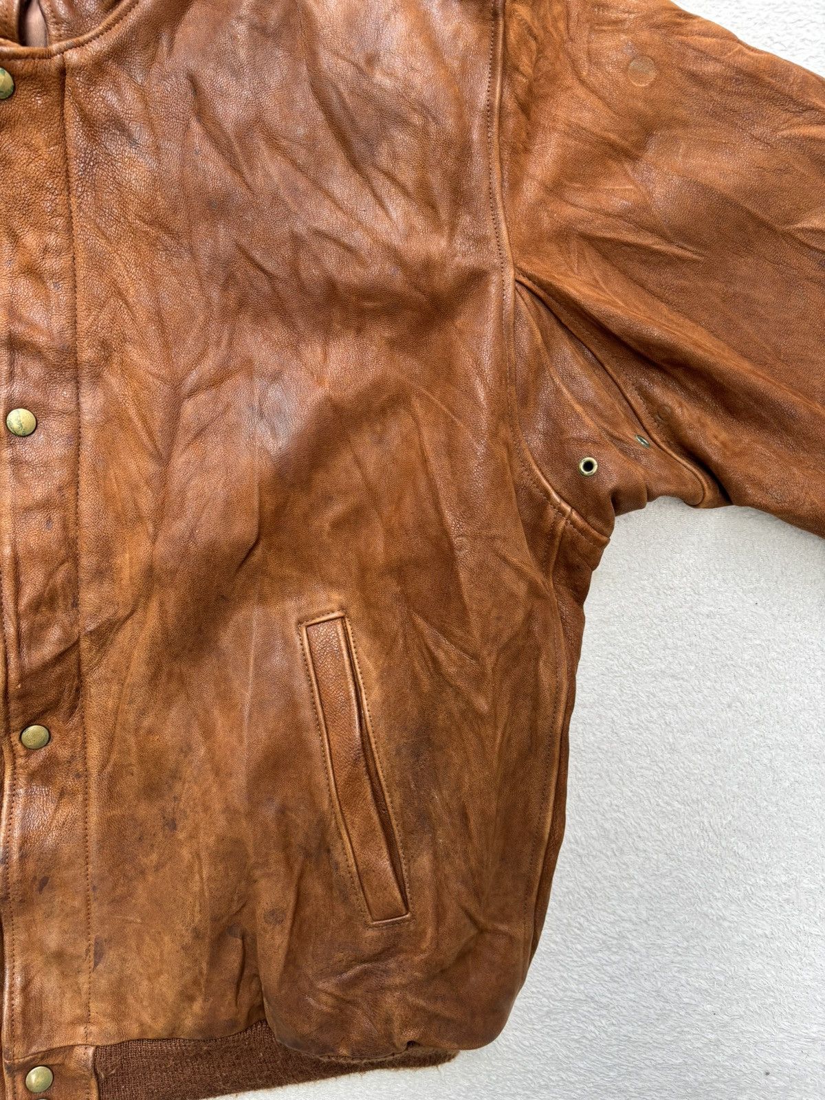 Golden Bear 1980s Golden Bear Cognac Bomber Leather Jacket Size US XL / EU 56 / 4 - 13 Thumbnail