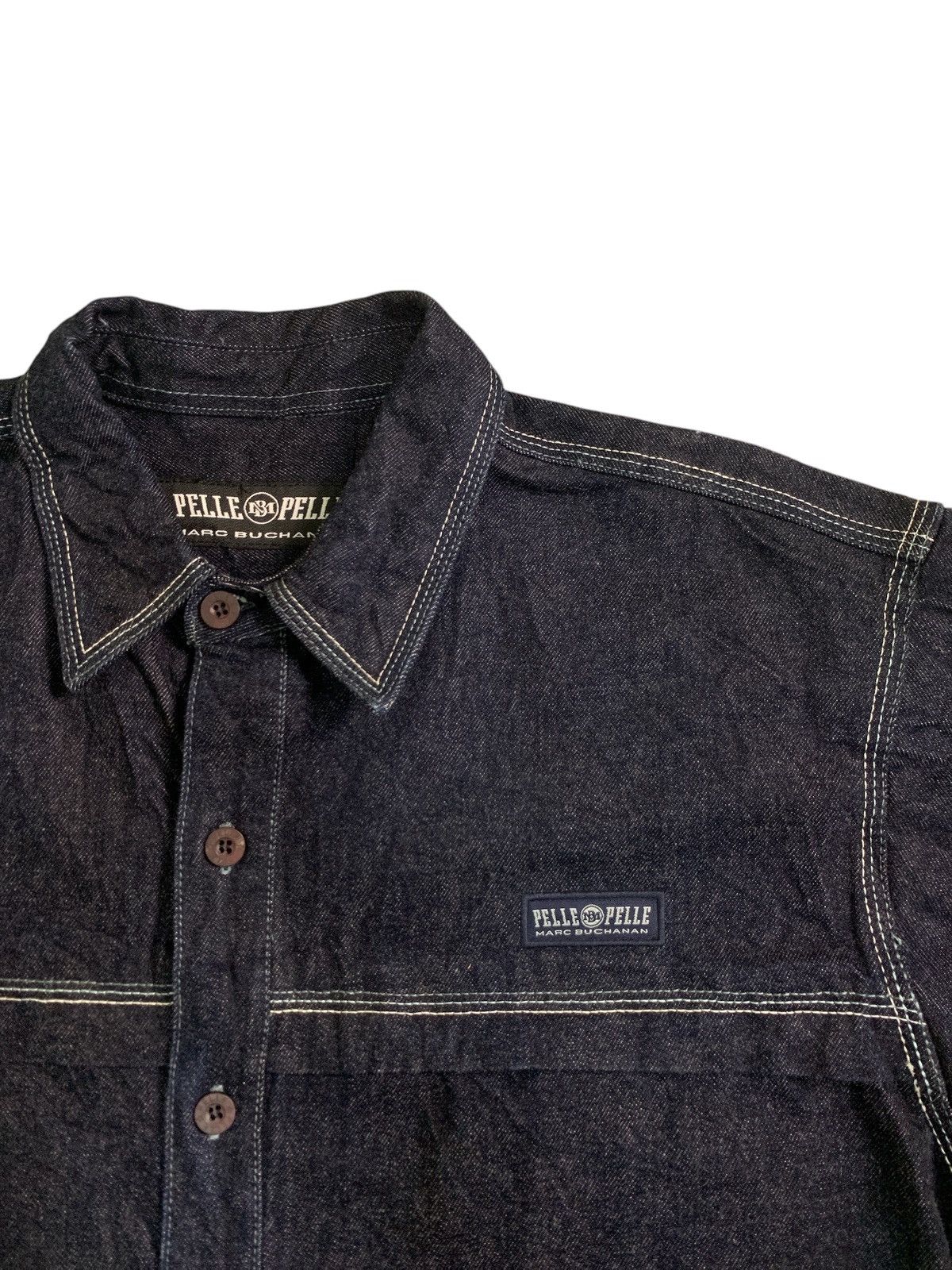 Marc Buchanan × Pelle Pelle Rare Design Pelle Pelle Marc Buchanan Denim Shirts Size US L / EU 52-54 / 3 - 8 Thumbnail