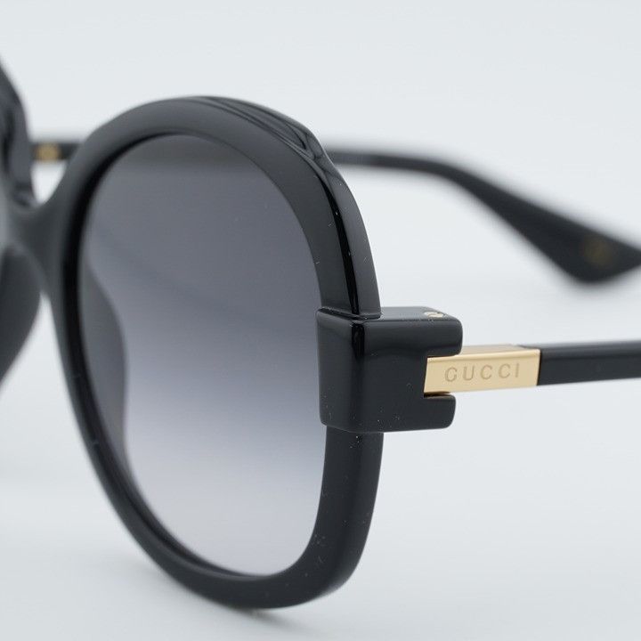 Gucci Gucci GG1432S 002 Butterfly Sunglasses Black Square Frame Size ONE SIZE - 8 Thumbnail