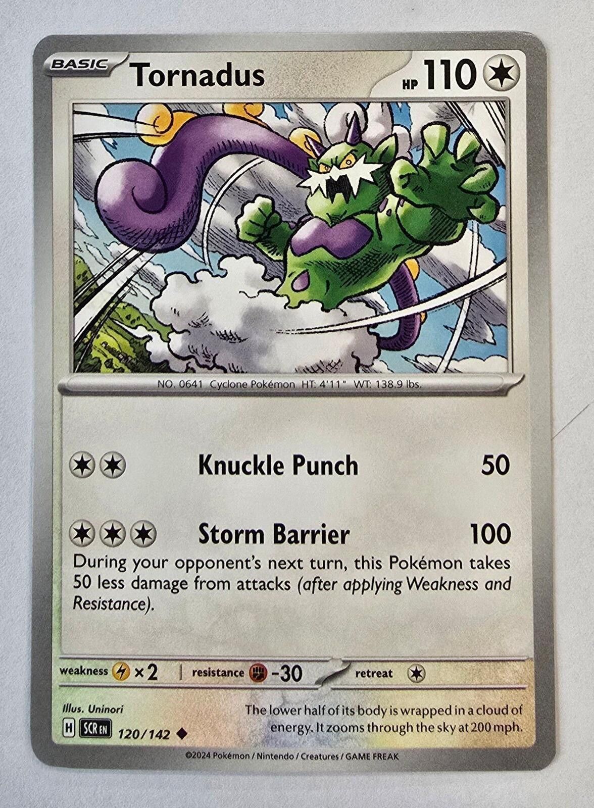 Pokemon Tornadus 120/142 Pokémon card from the Stellar Crown Size ONE SIZE - 1 Thumbnail