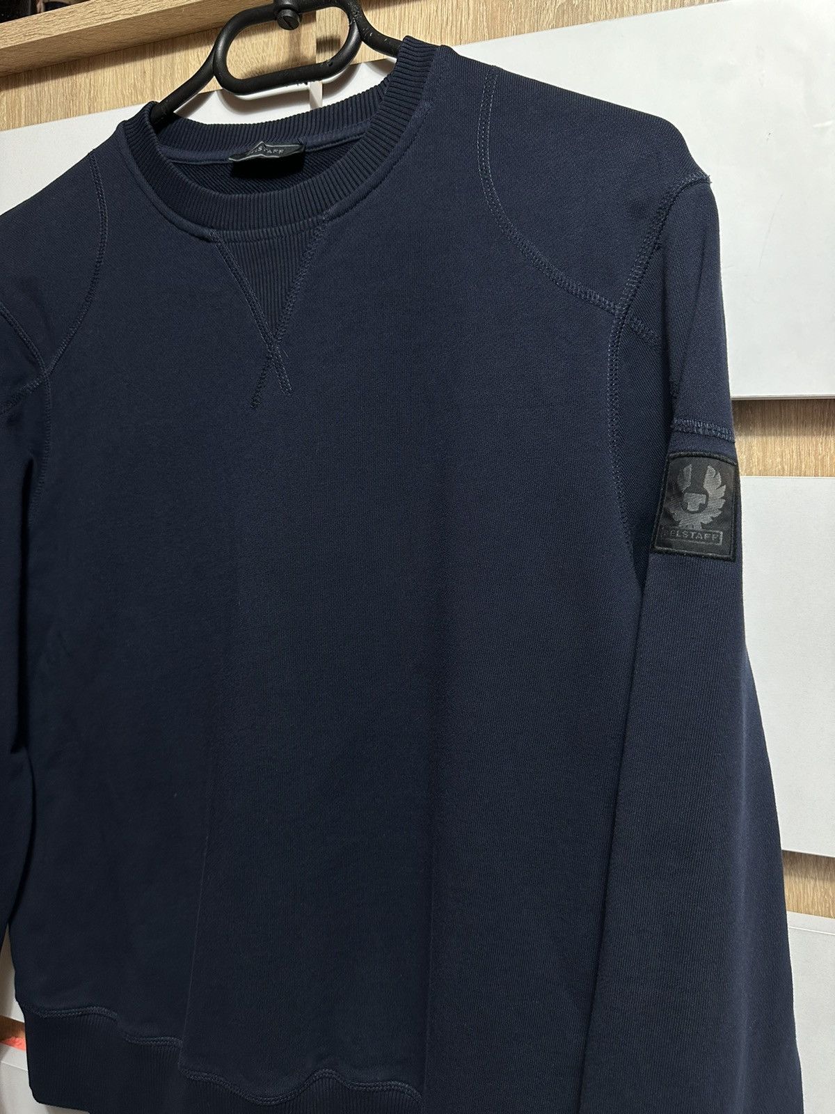 Belstaff × Vintage Mens Crewneck Sweatshirt Belstaff Small Logo Size US L / EU 52-54 / 3 - 2 Thumbnail