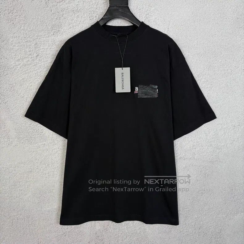 Balenciaga Balenciaga Tape遮挡 Wave Logo Round Neck Short Sleeve T-Shir Size US XS / EU 42 / 0 - 1 Thumbnail